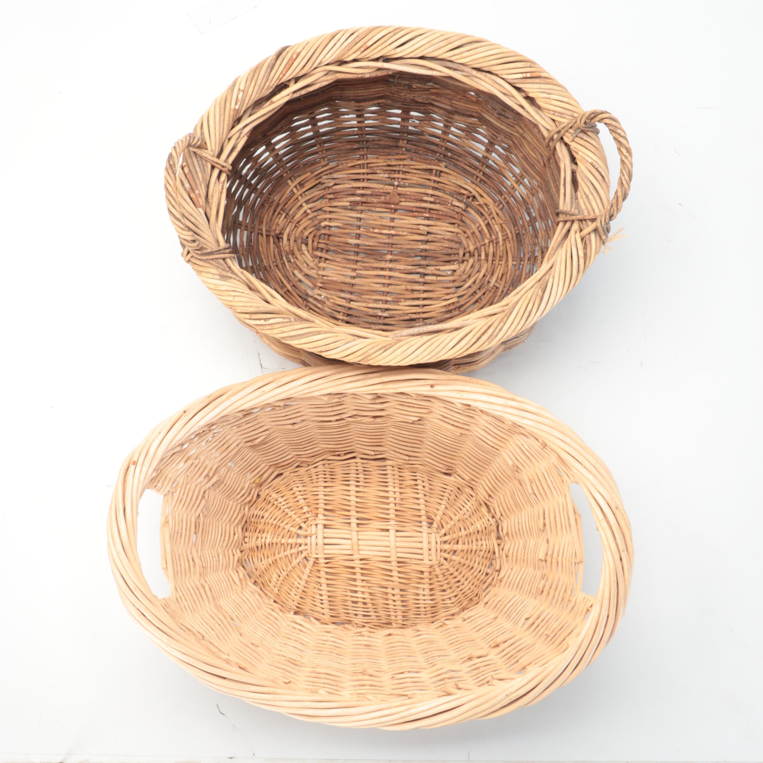 Wicker Woven Buttock Basket and More Handled Baskets