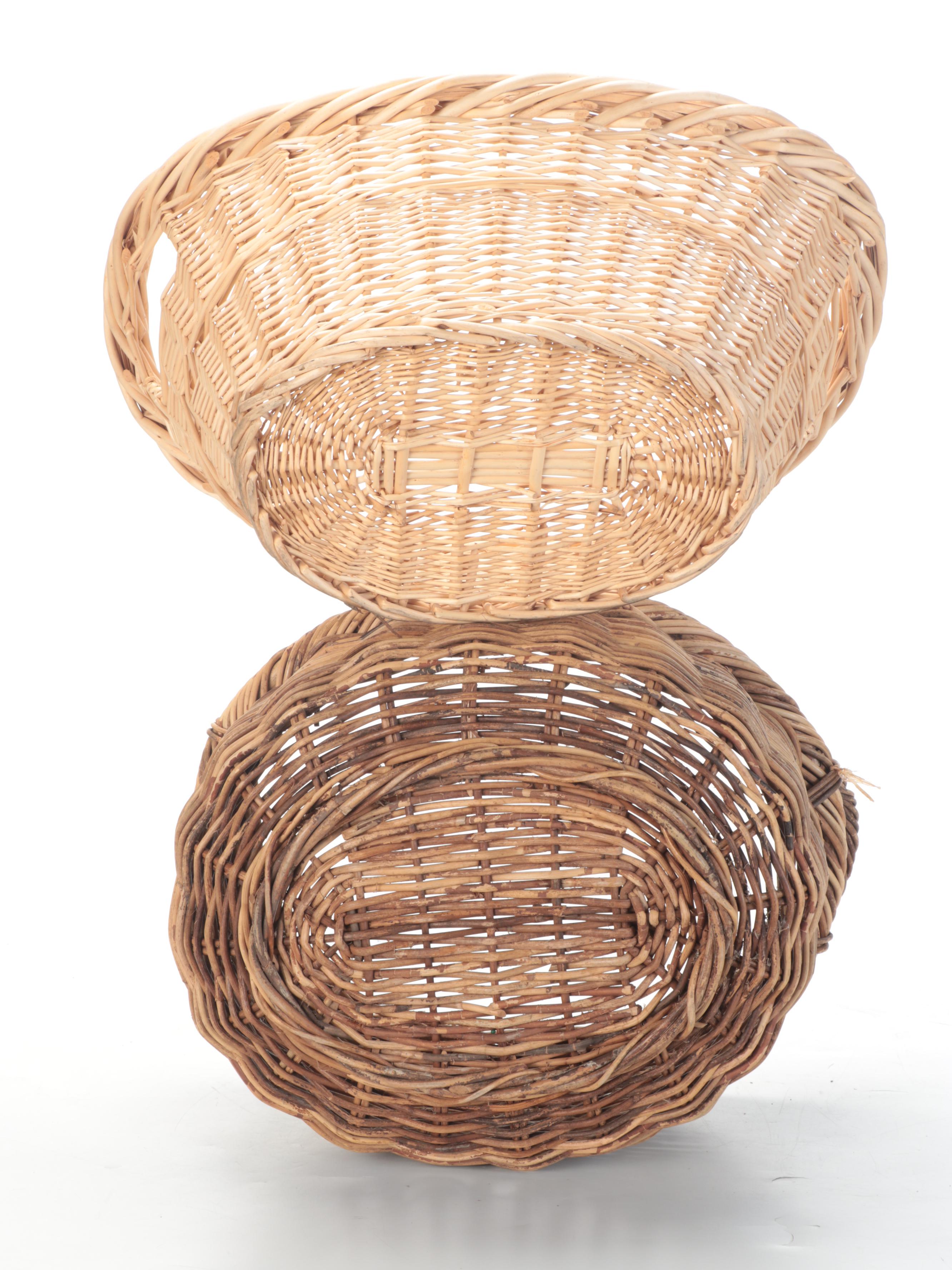Wicker Woven Buttock Basket and More Handled Baskets