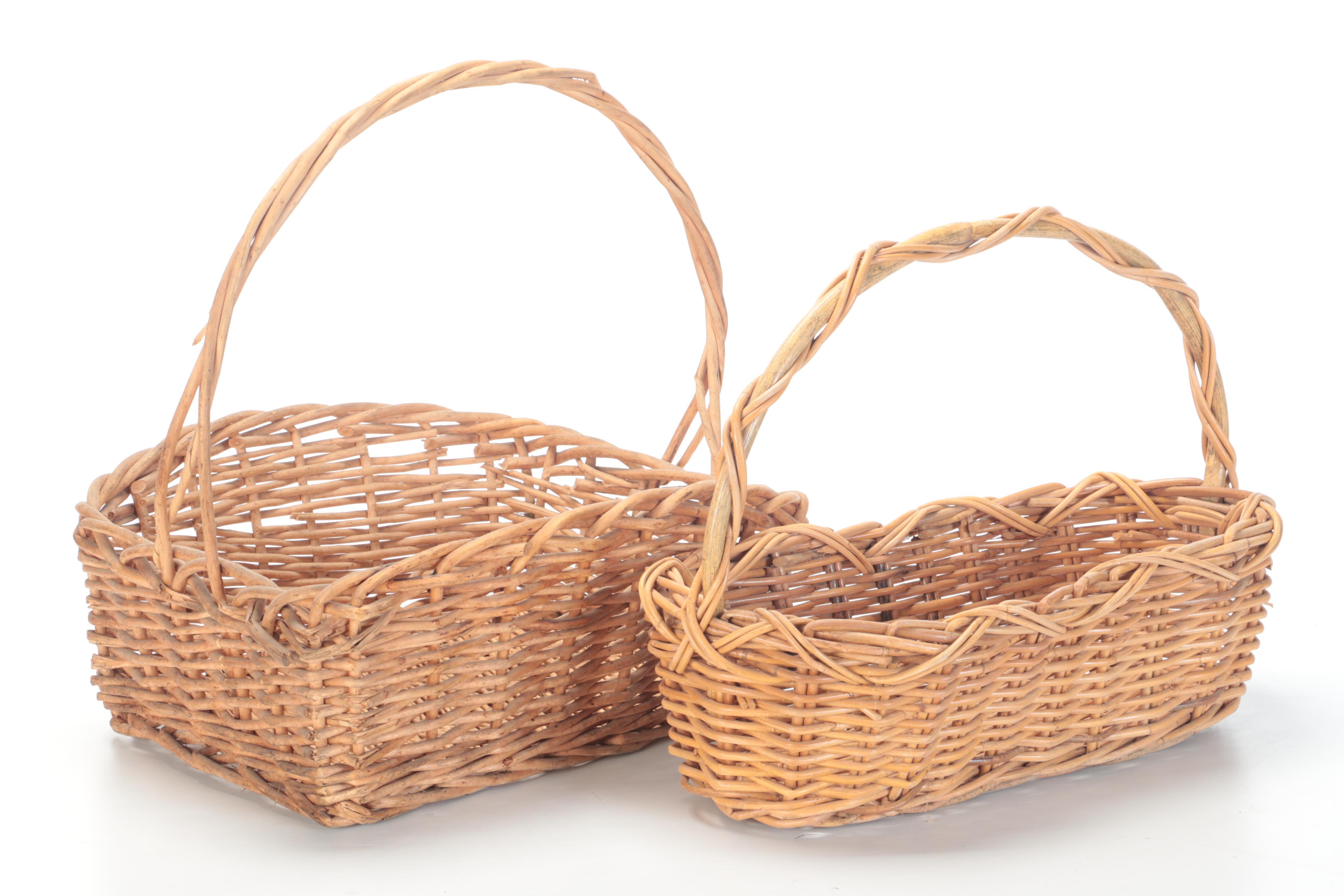 Wicker Woven Buttock Basket and More Handled Baskets