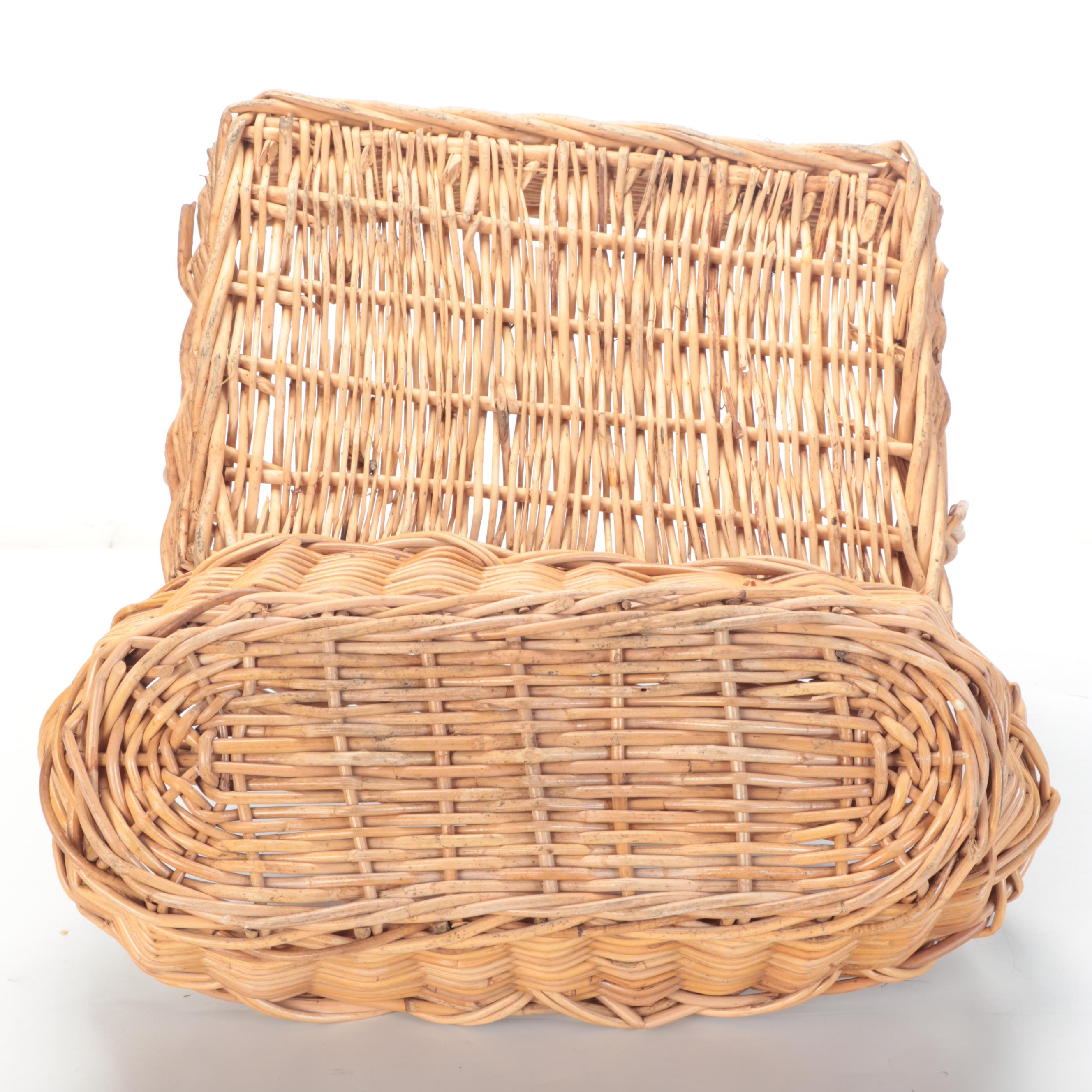 Wicker Woven Buttock Basket and More Handled Baskets