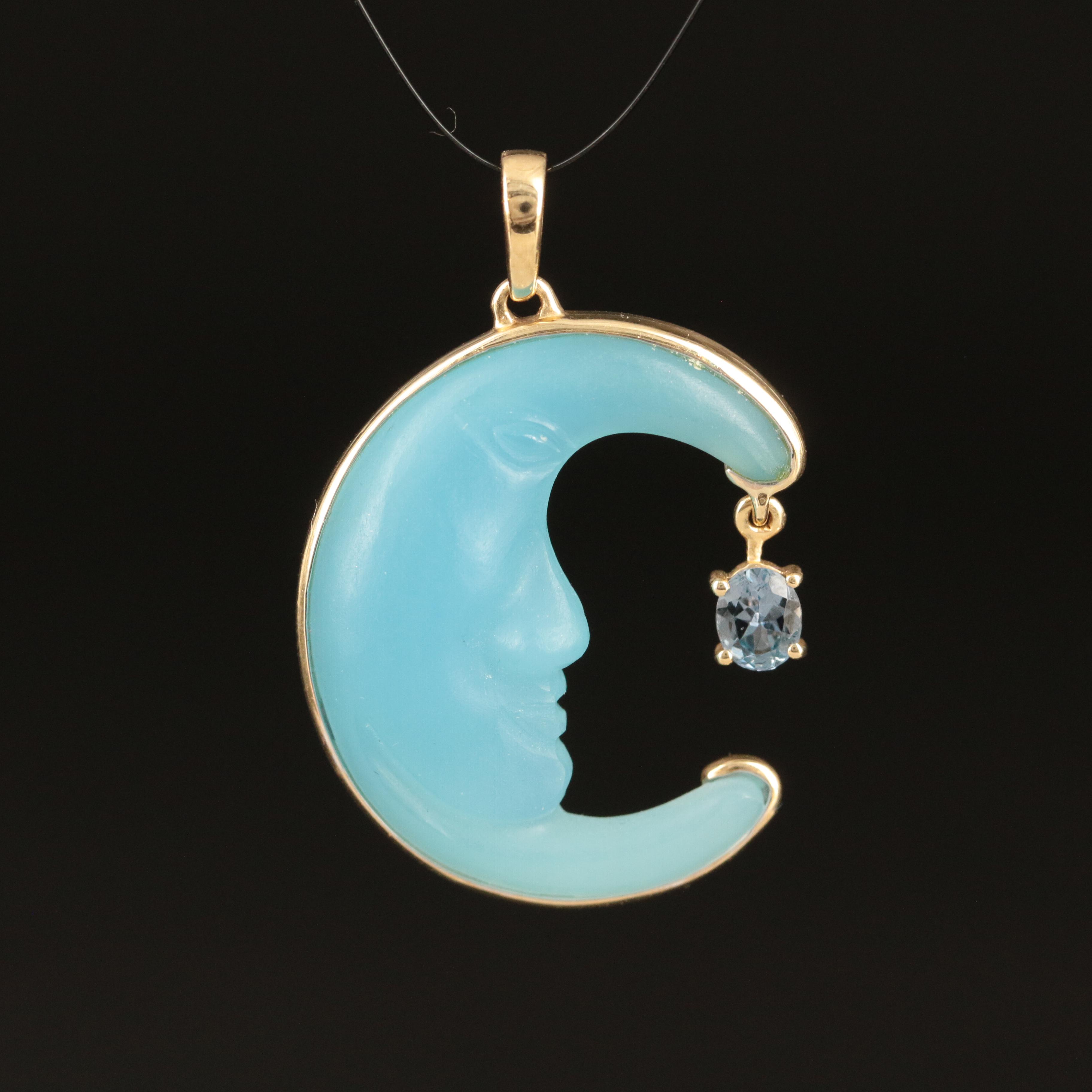 Glenn Lehrer Designs 10K Crescent Man in the Moon Pendant