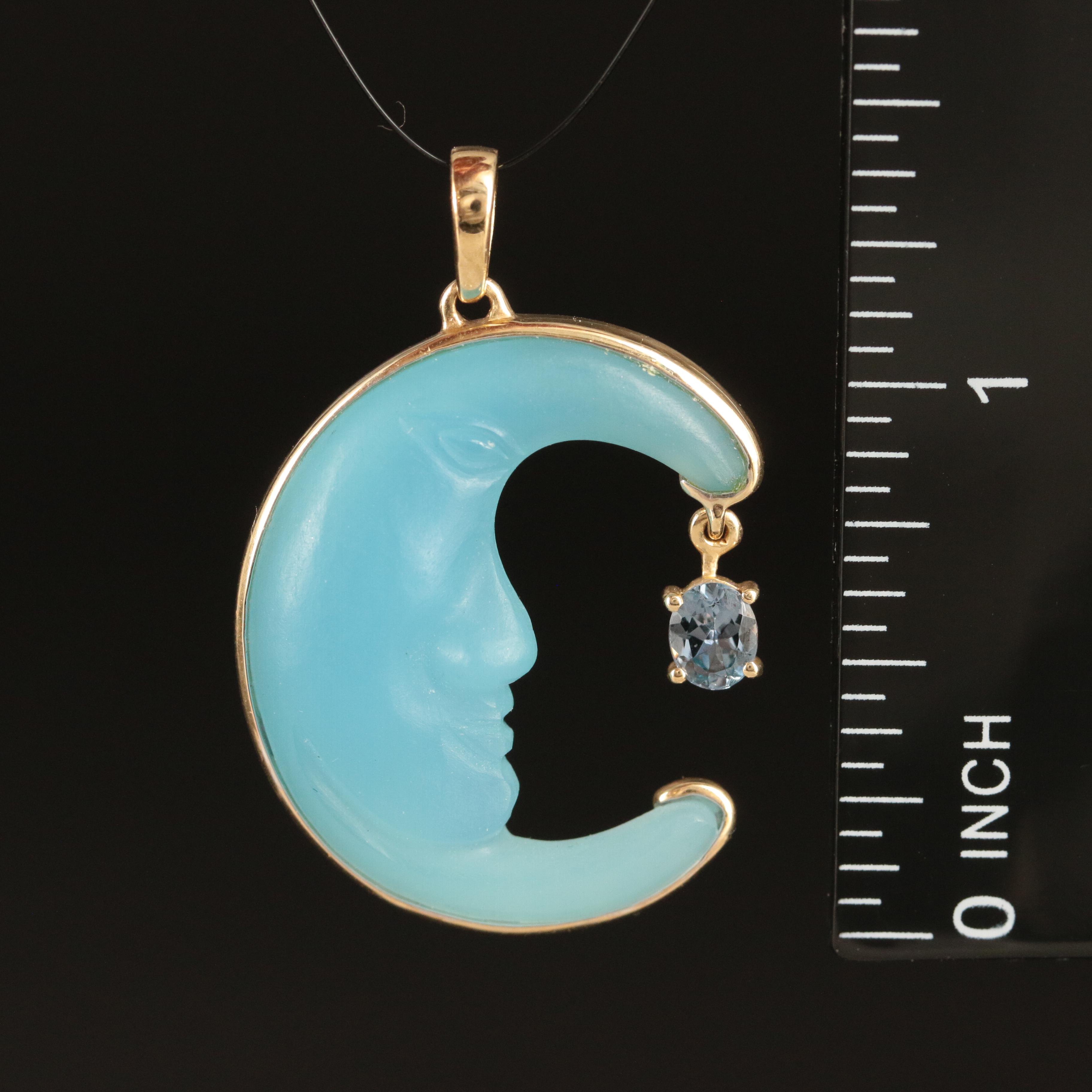 Glenn Lehrer Designs 10K Crescent Man in the Moon Pendant