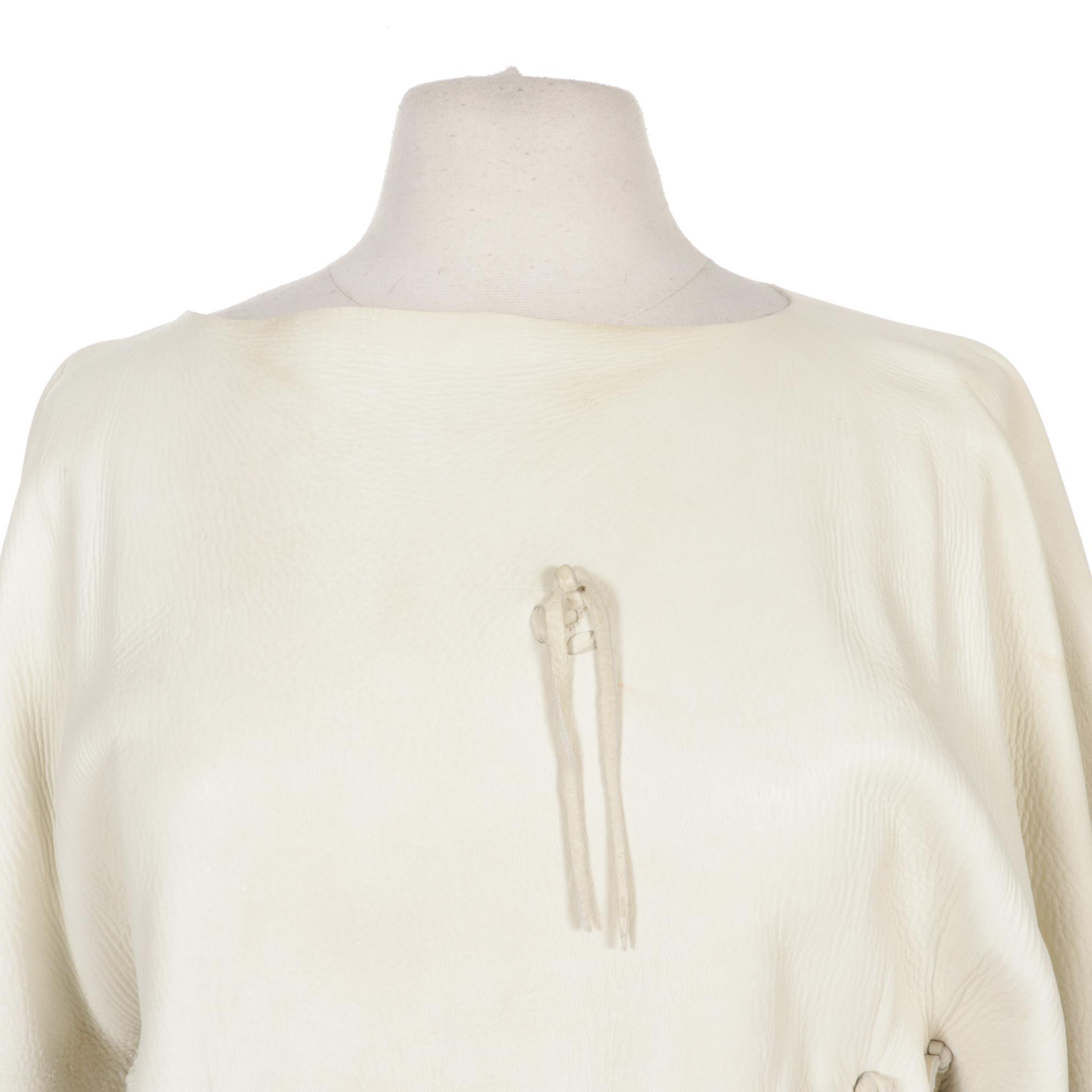 Native American Style White Deerskin Leather Fringe Dress