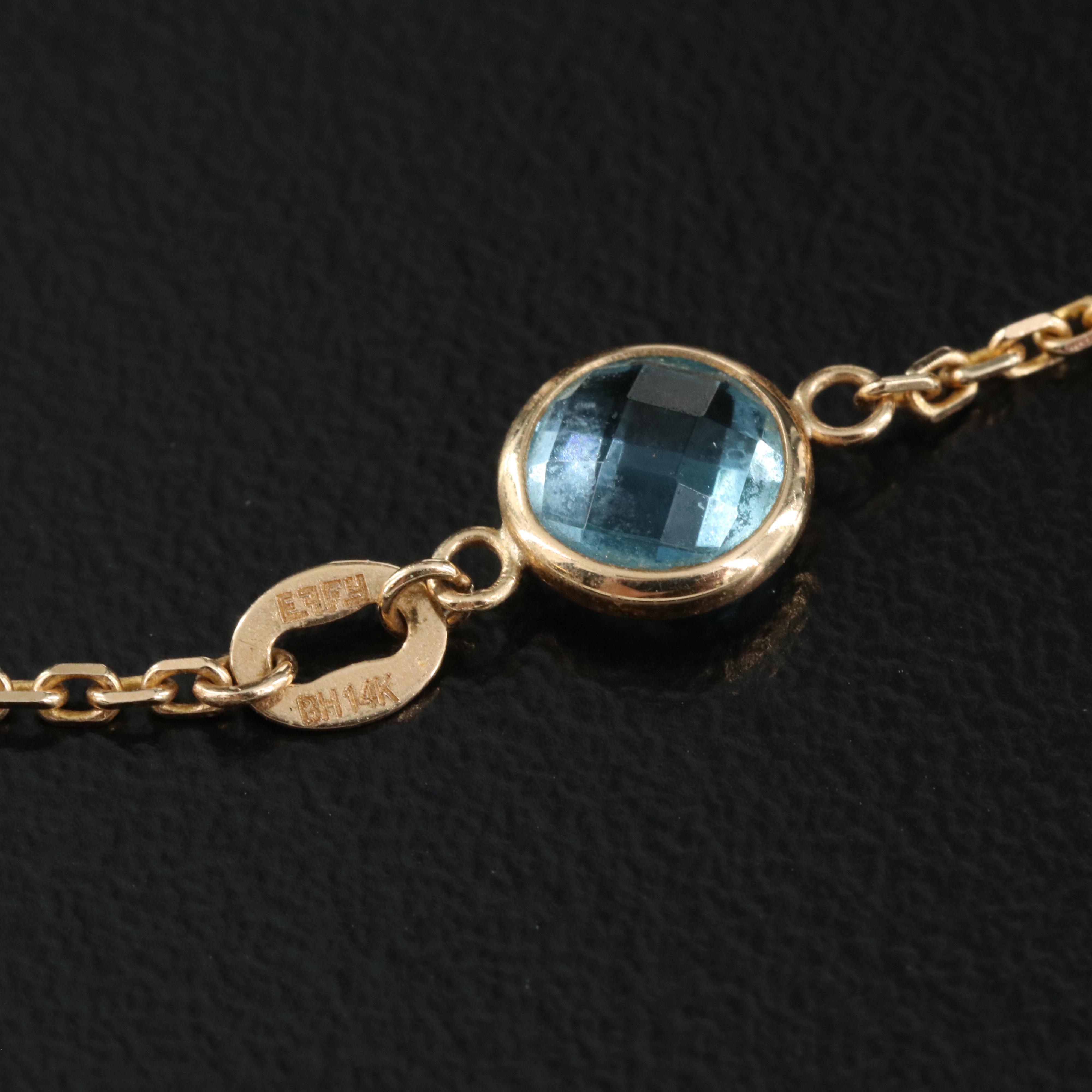 EFFY 14K Gemstone Station Necklace Including Topaz, Amethyst and Peridot