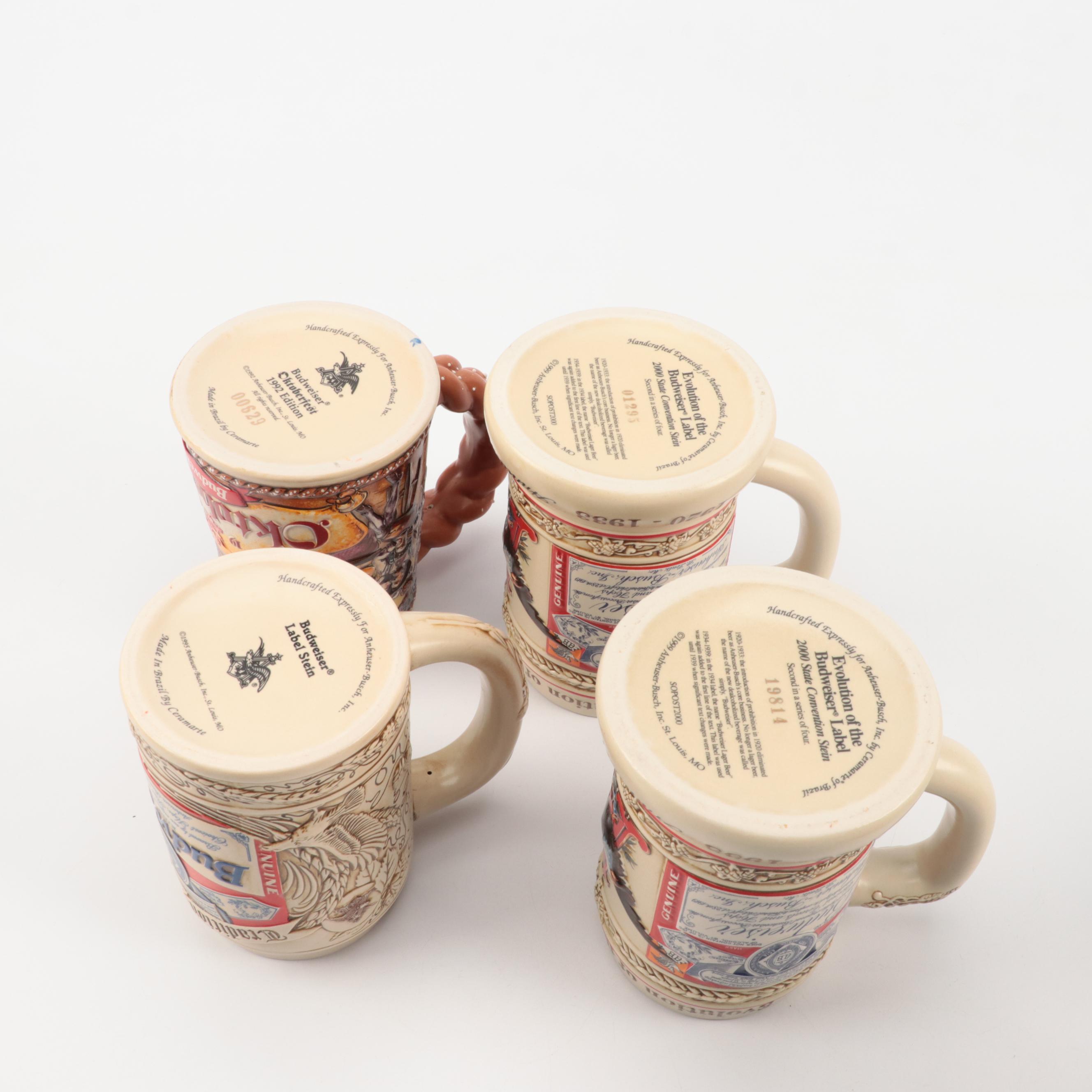 Anheuser-Busch "Evolution of the Budweiser Label" with More Beer Mugs and Steins
