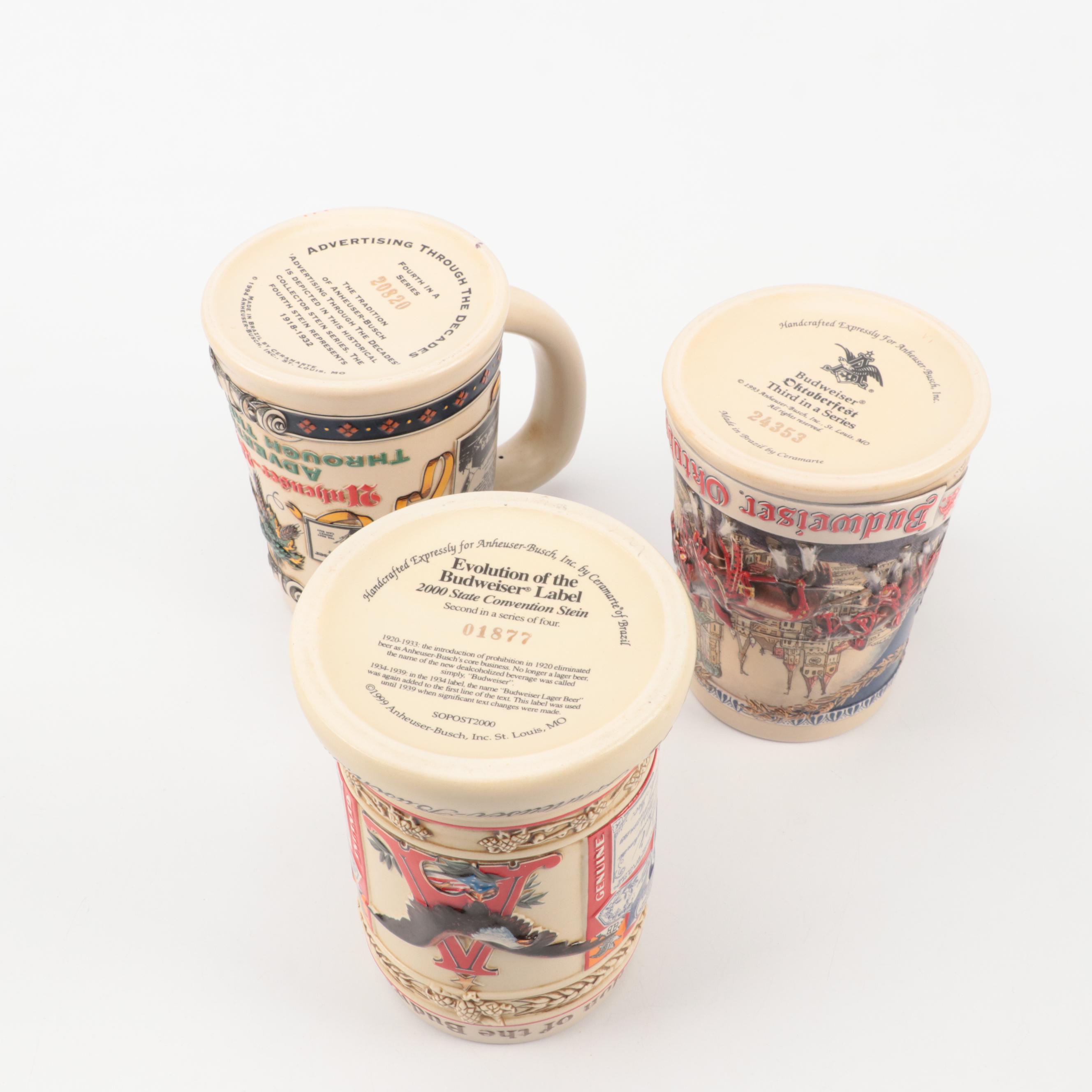 Anheuser-Busch "Evolution of the Budweiser Label" with More Beer Mugs and Steins