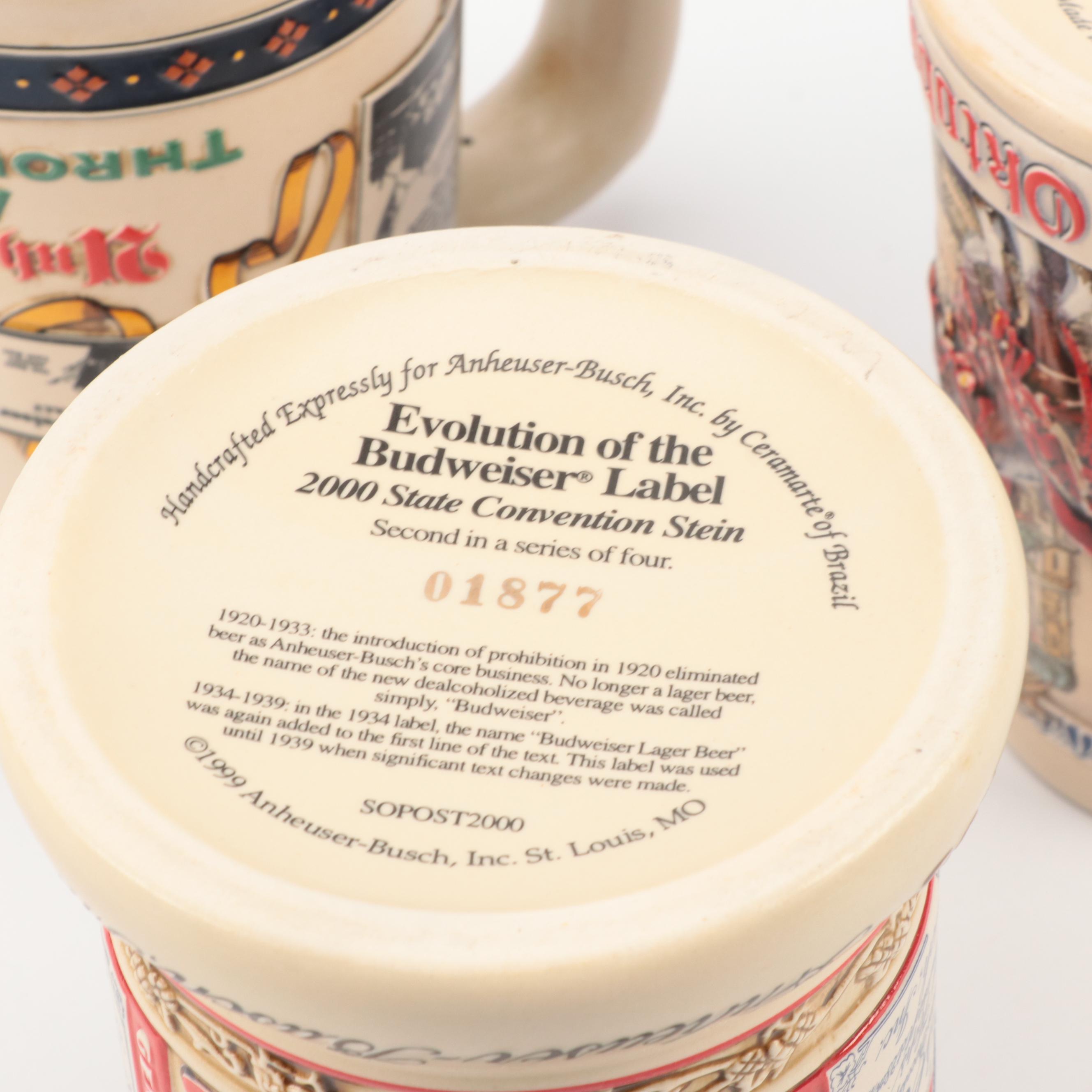 Anheuser-Busch "Evolution of the Budweiser Label" with More Beer Mugs and Steins