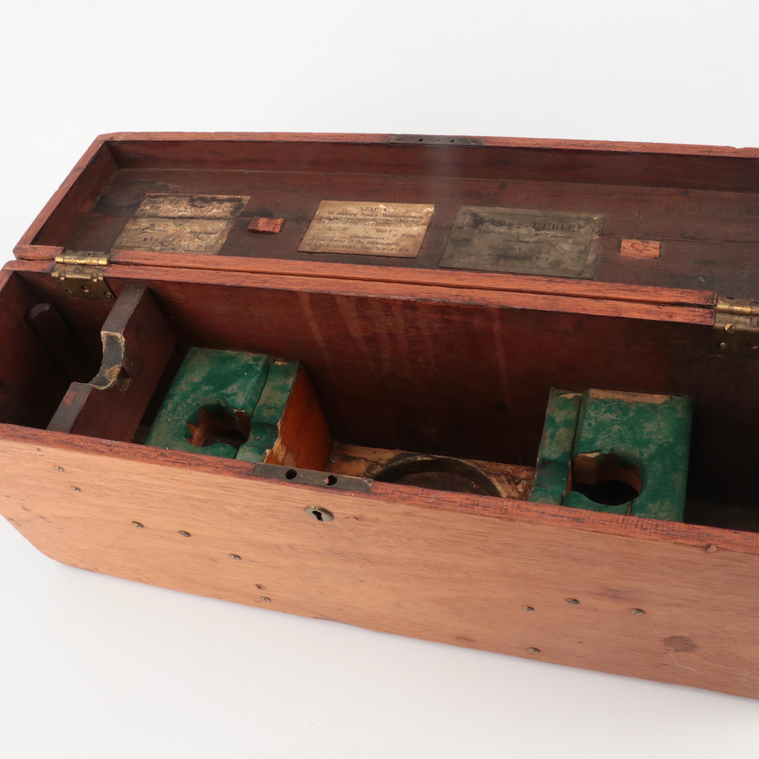 W. & L. E. Gurley Brass Survey Transit with Case, Early 20th Century