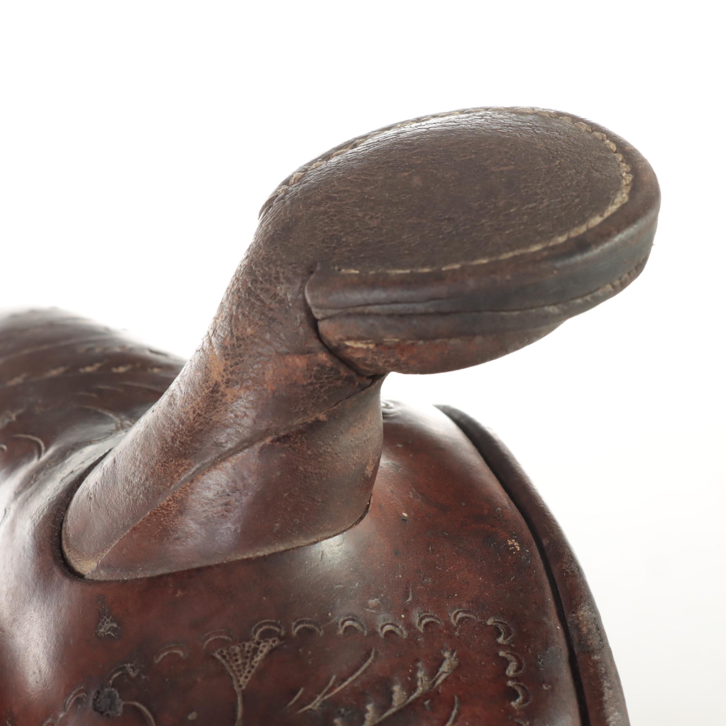 Tooled Leather Western Saddle with Stand and Roping Lasso