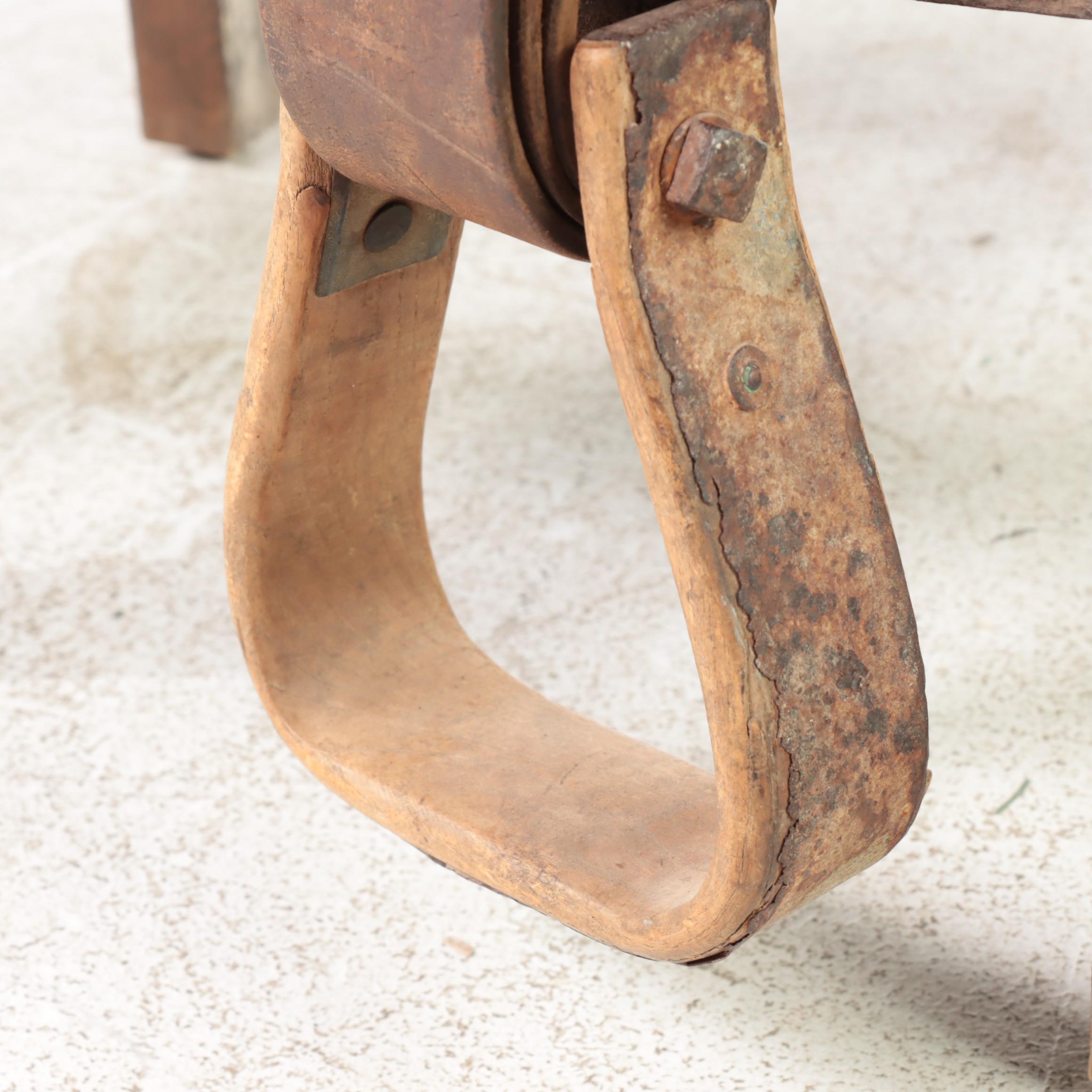 Tooled Leather Western Saddle with Stand and Roping Lasso