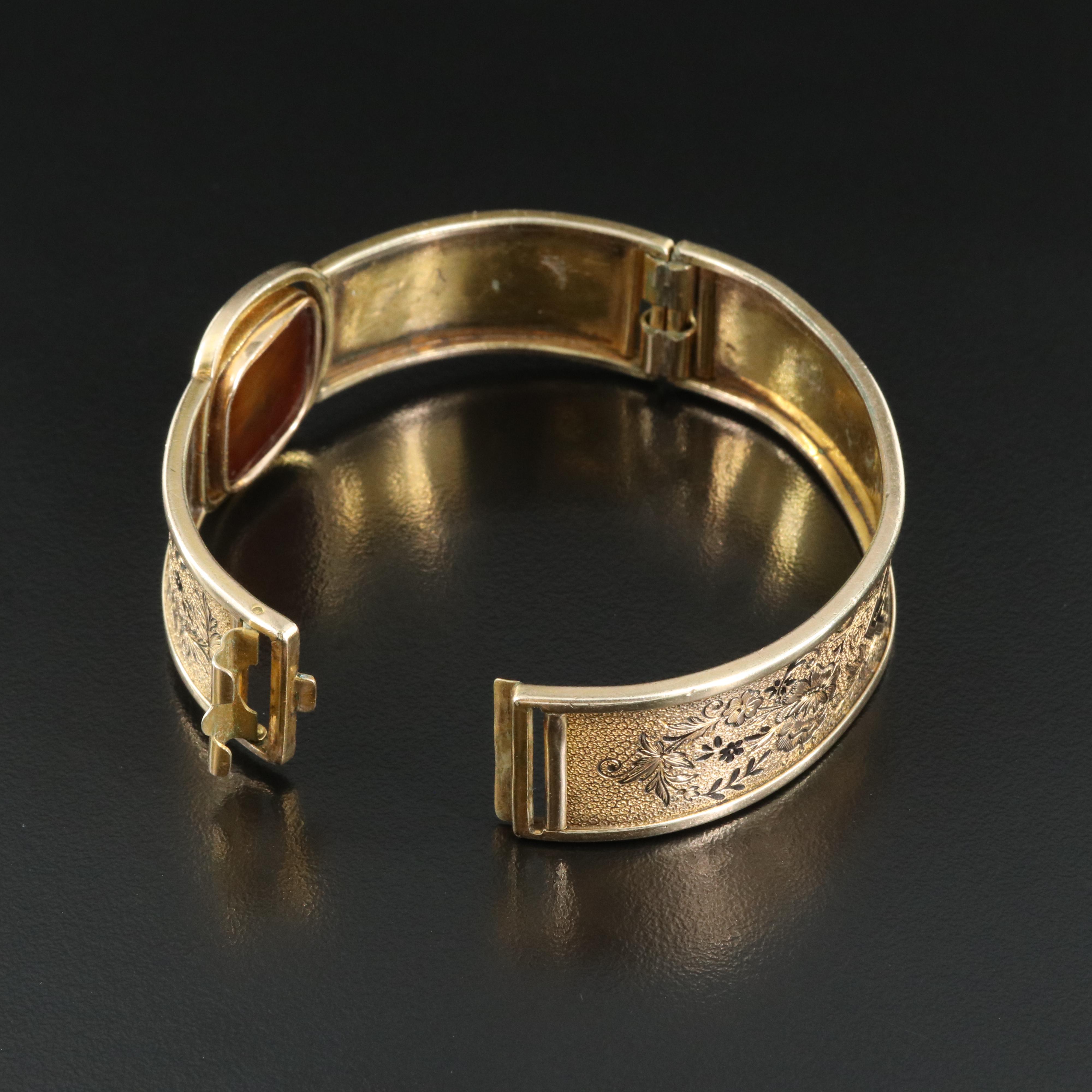 Simmons Taille d'Epargné Carnelian Intaglio and Resin Enamel Bracelet