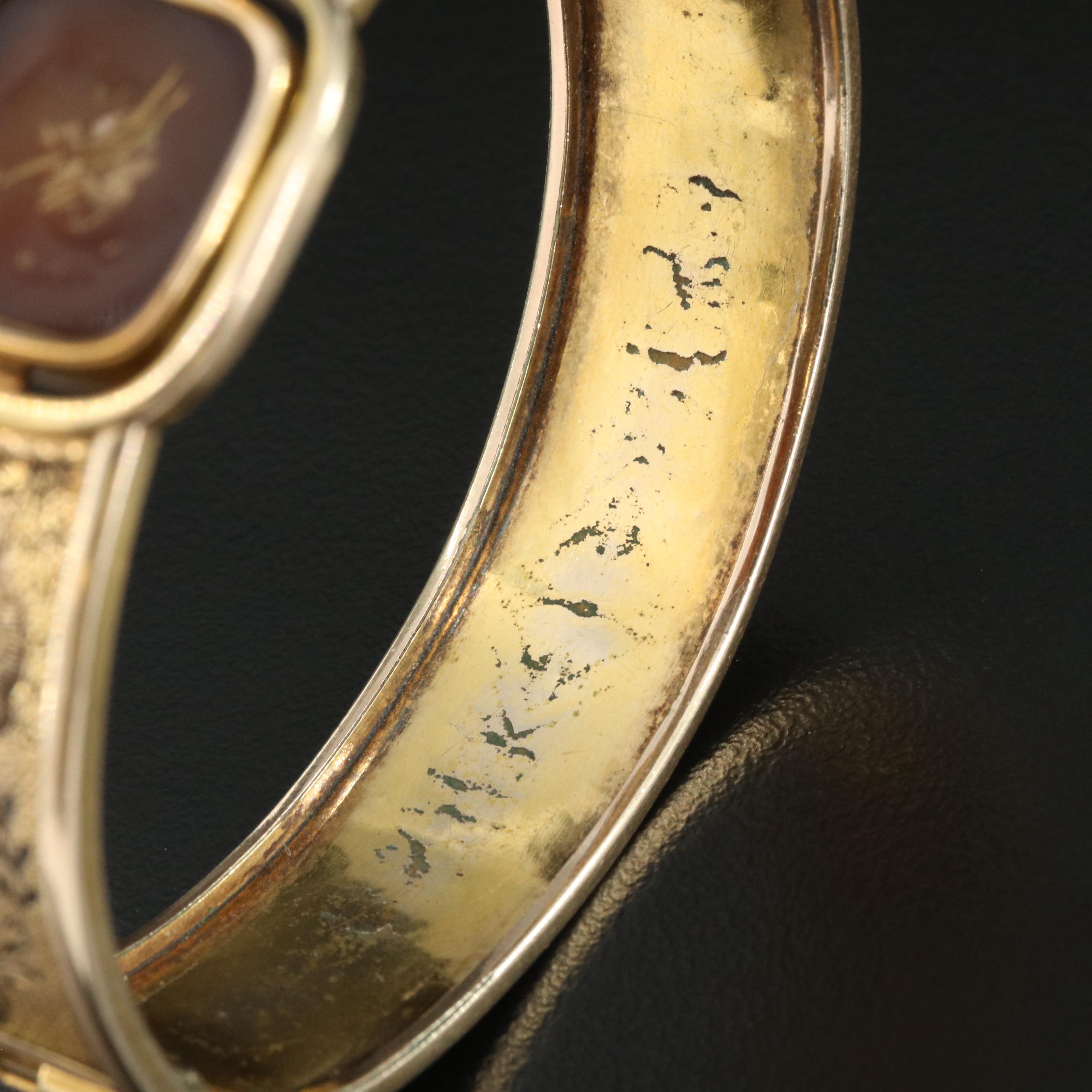 Simmons Taille d'Epargné Carnelian Intaglio and Resin Enamel Bracelet