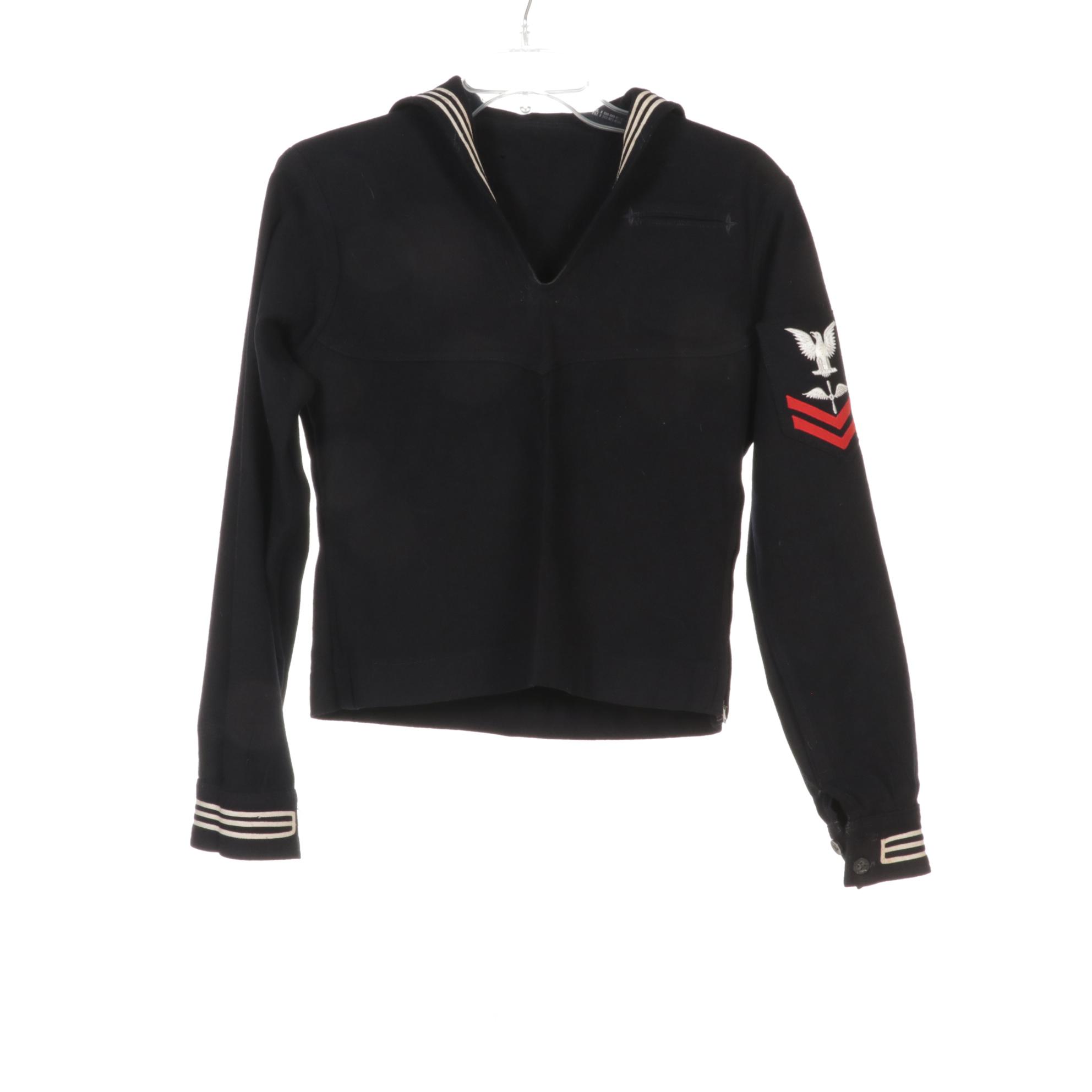 U.S. Army Coat, Air Force Mess Dress Jacket, and Navy Jumper with Rank Insignia