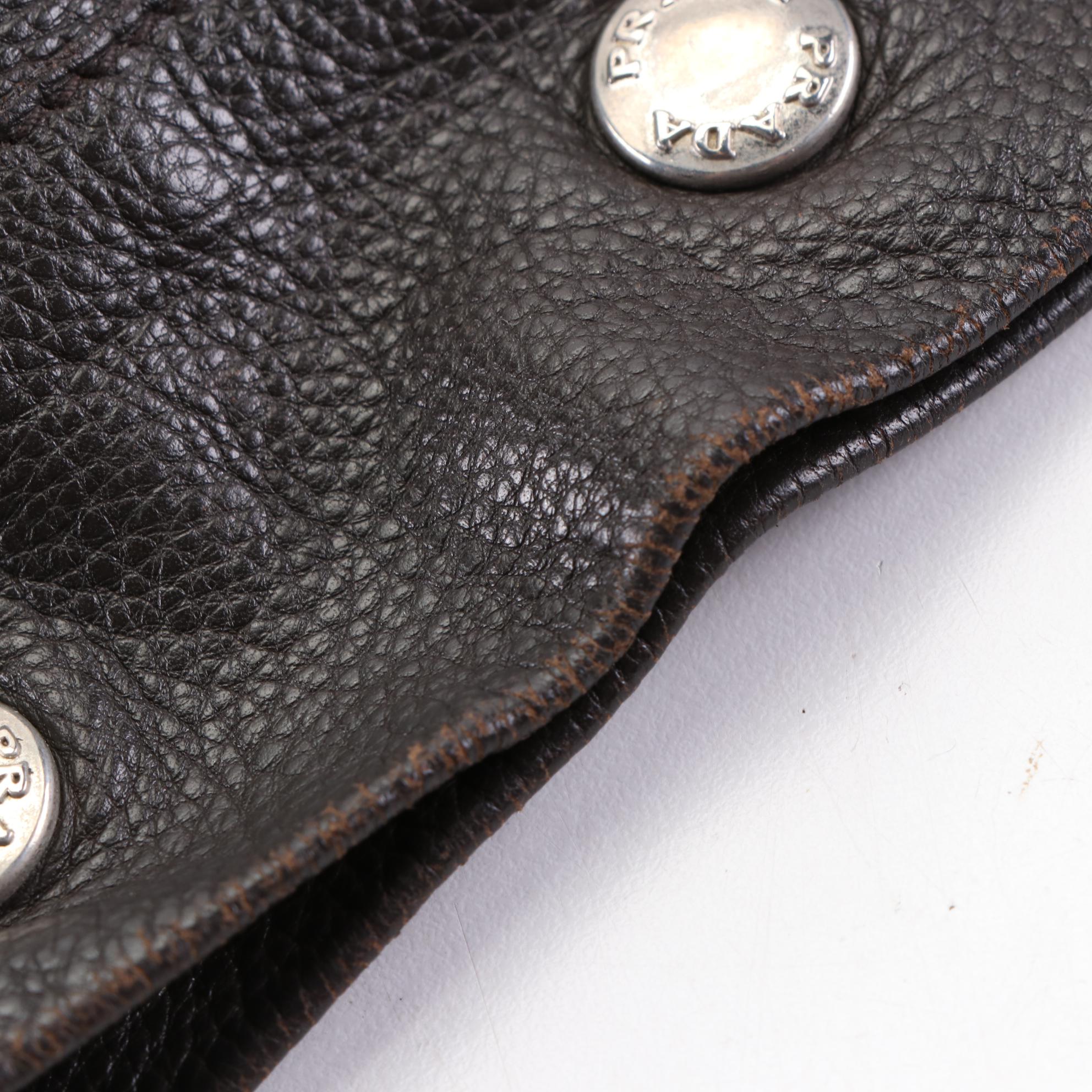 Prada Shoulder Bag in Dark Brown Grained Leather