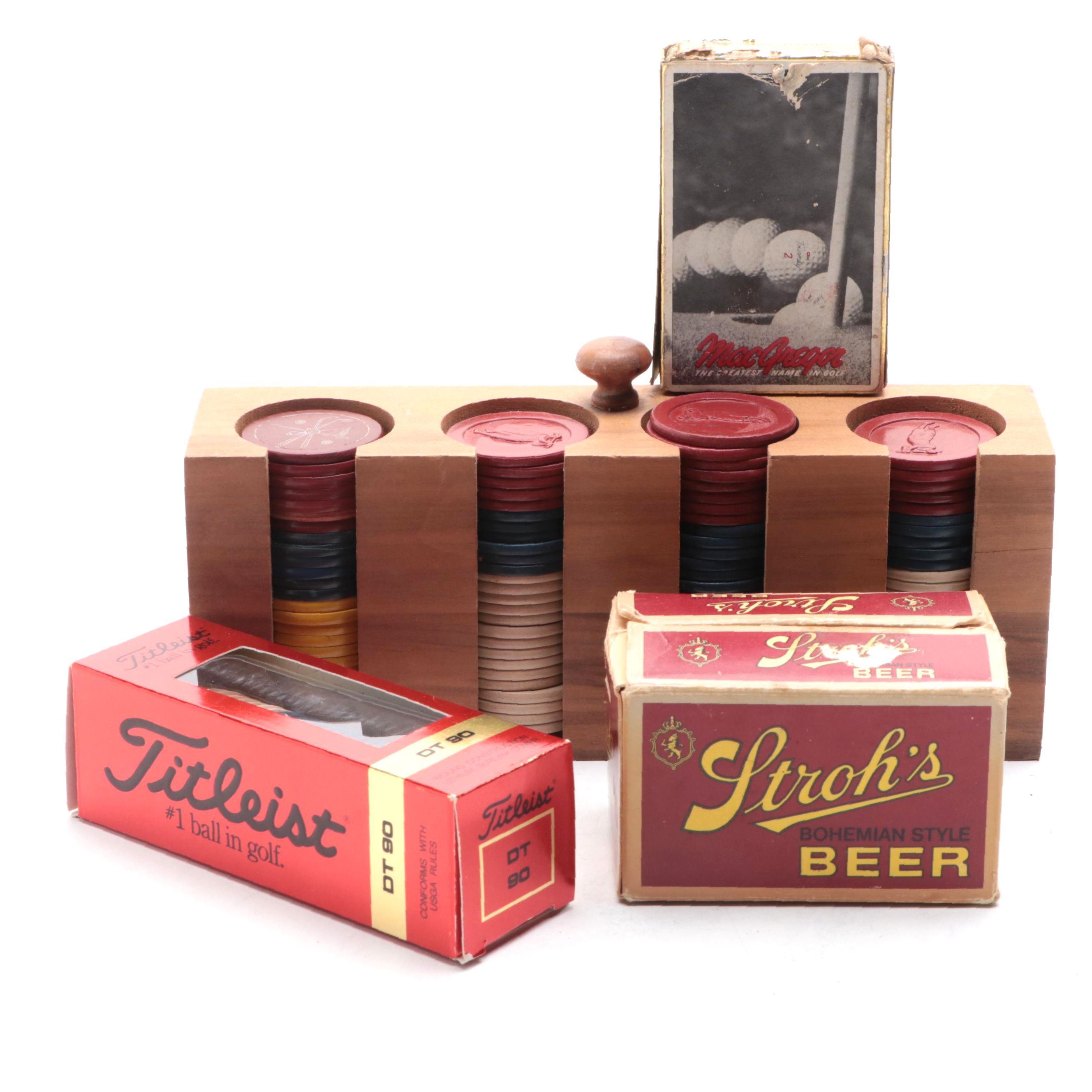 Stroh's Beer Playing Cards with Other Playing Cards and Poker Chips