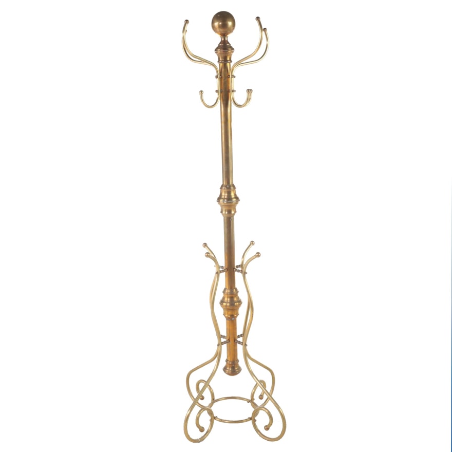 Victorian Style Free Standing Brass Coat Rack
