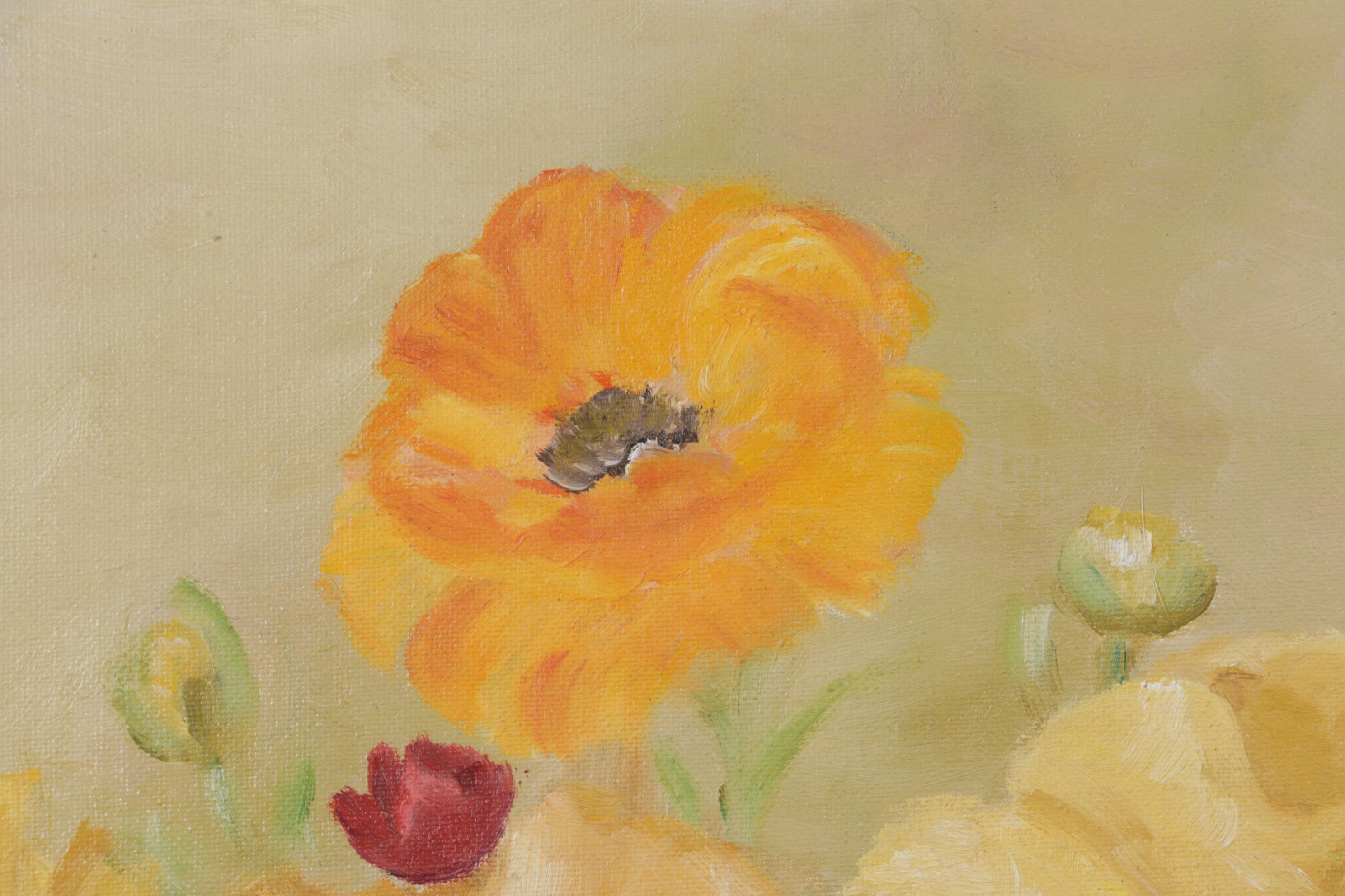 V. Thomas Floral Still Life Oil Painting, 1975