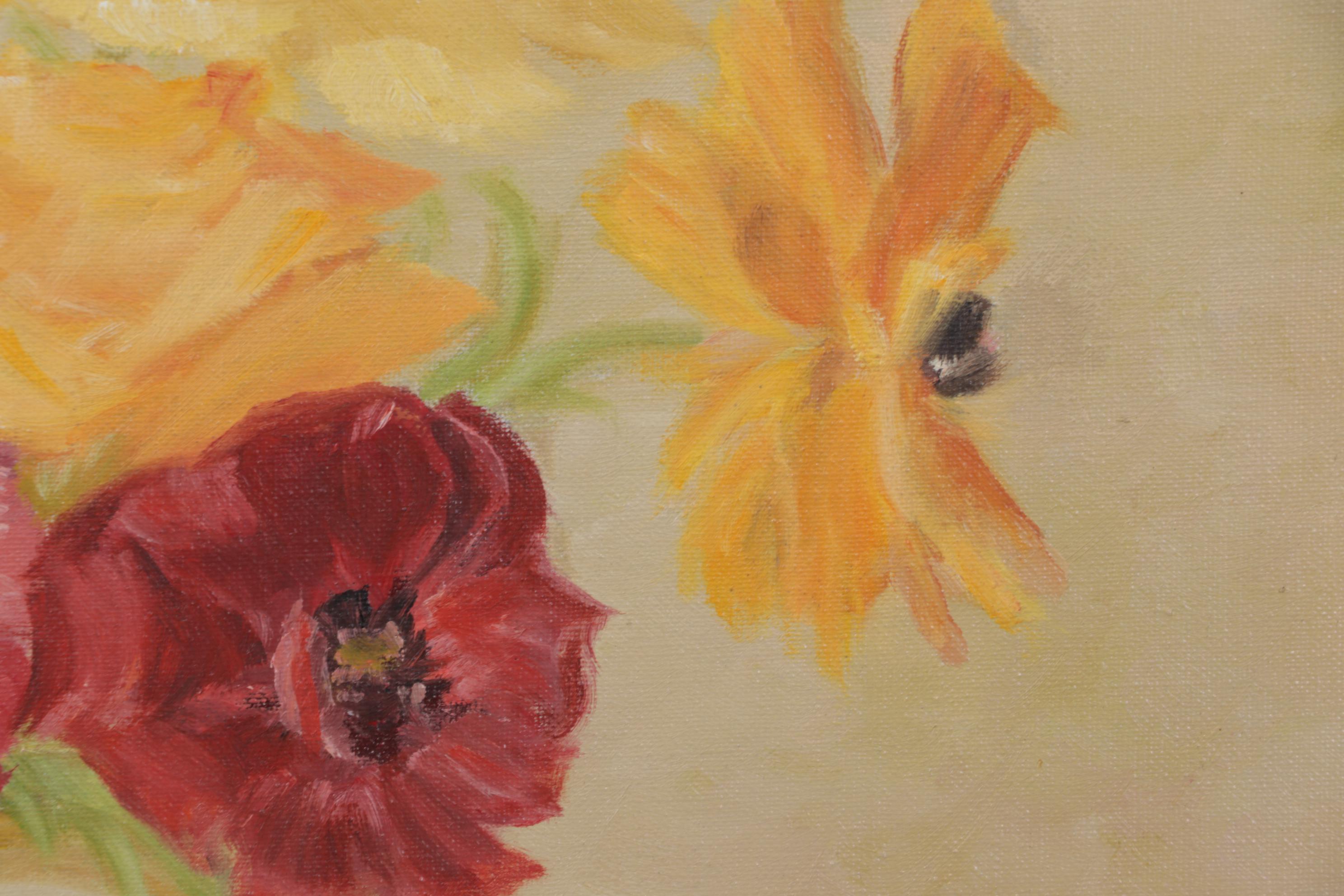 V. Thomas Floral Still Life Oil Painting, 1975