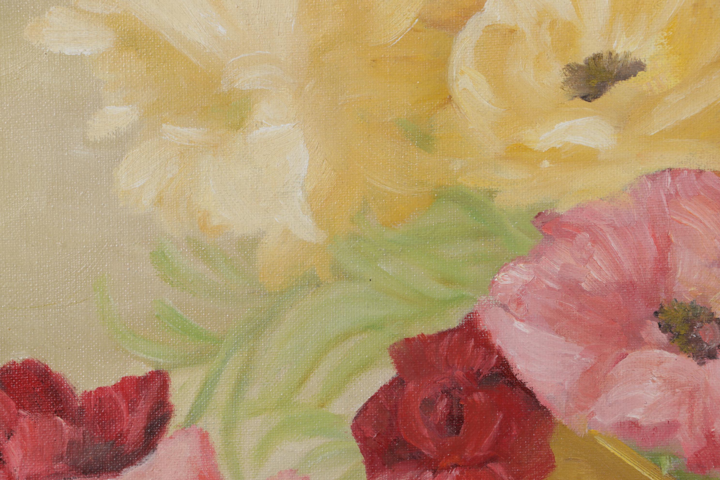 V. Thomas Floral Still Life Oil Painting, 1975