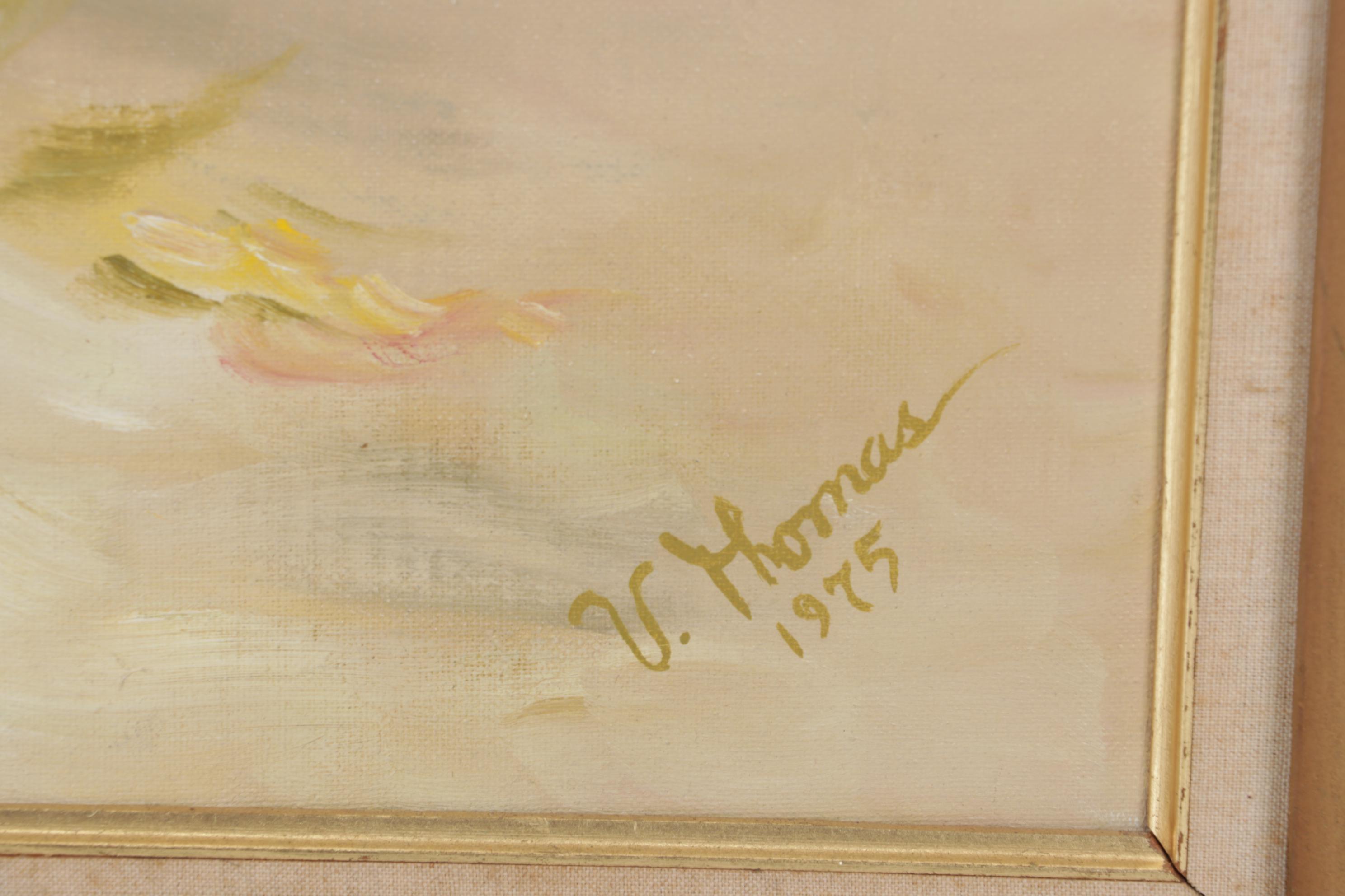 V. Thomas Floral Still Life Oil Painting, 1975