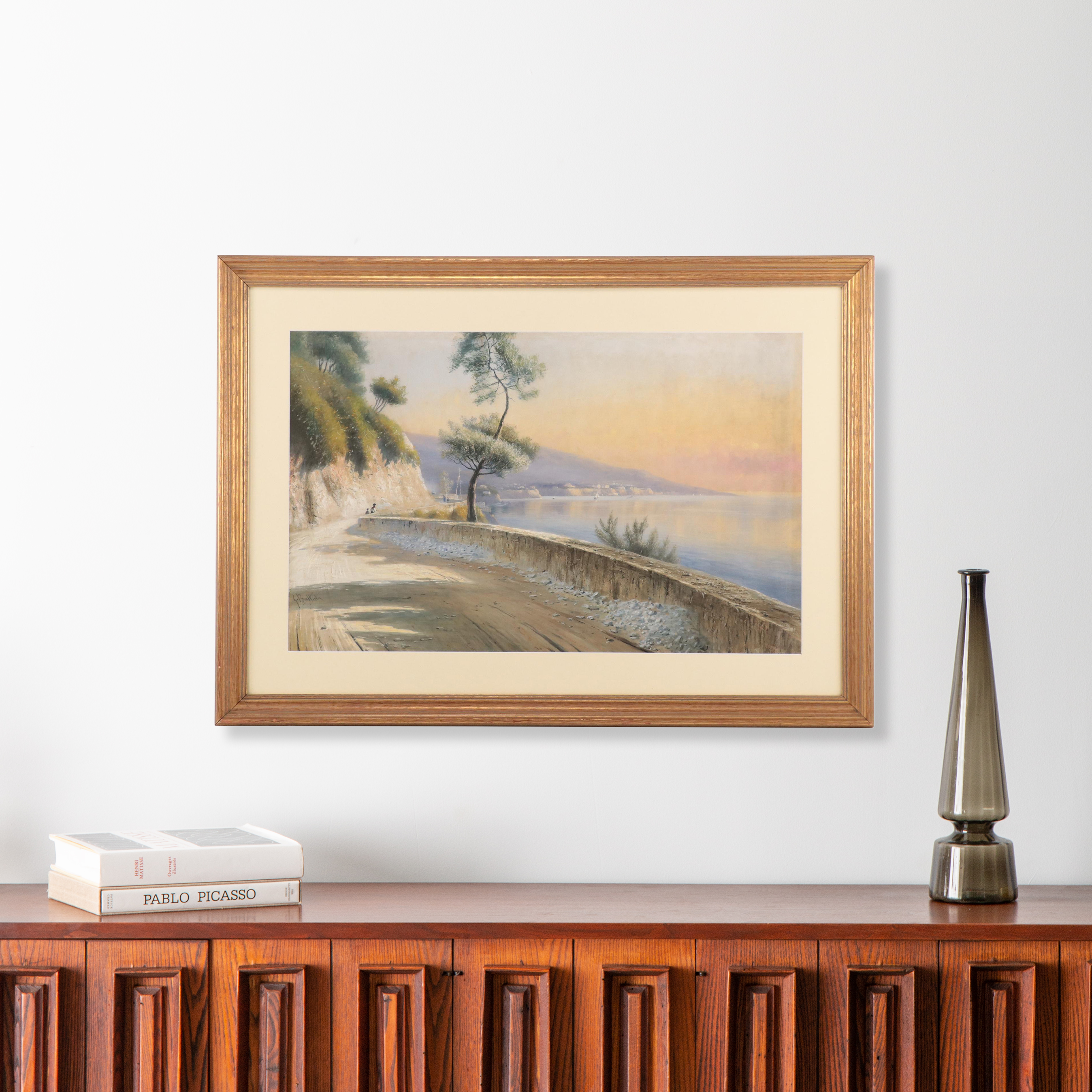 Giovanni Battista Watercolor Painting of Coastal Landscape