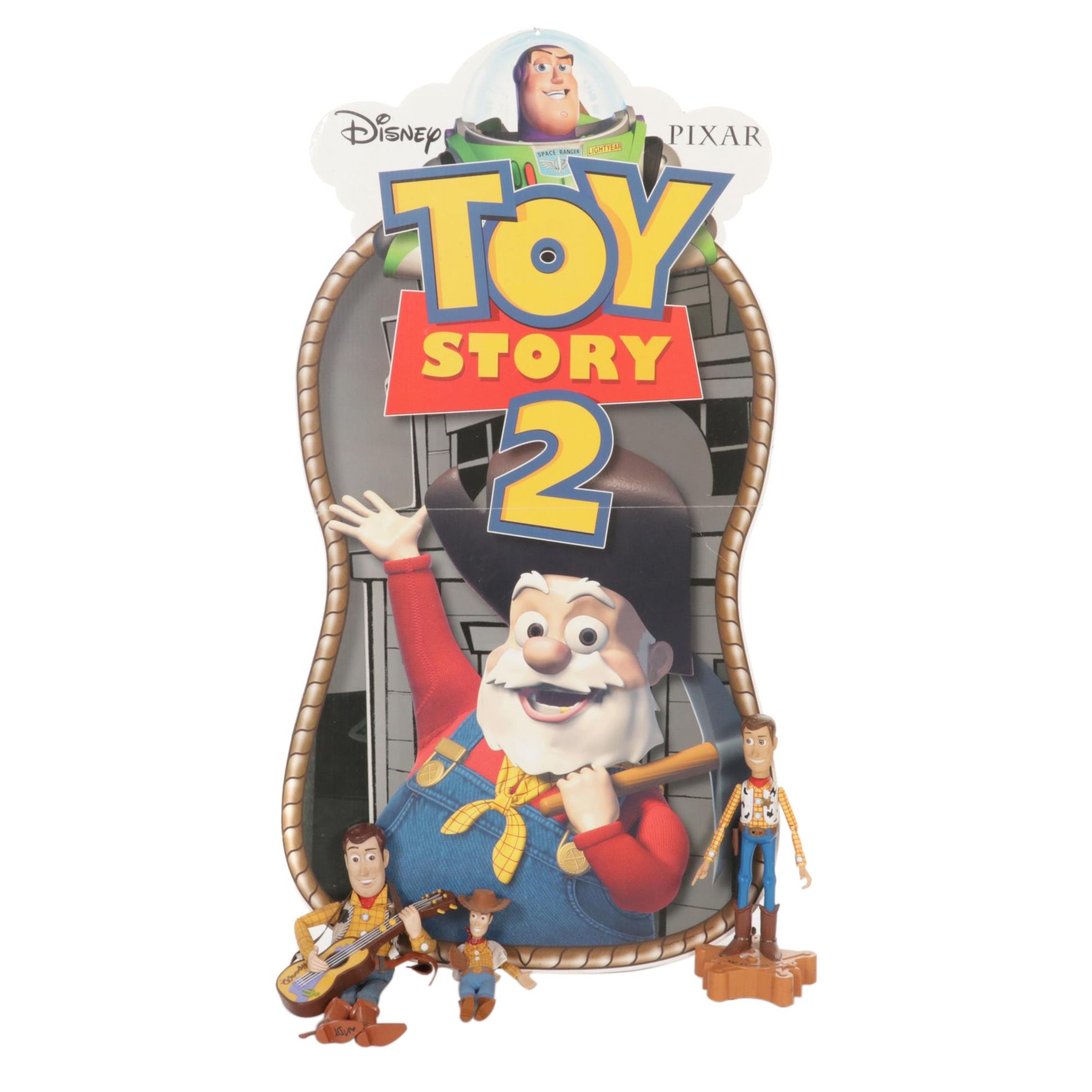 Disney Pixar Toy Story 2 Advertising Sign and Woody Toys