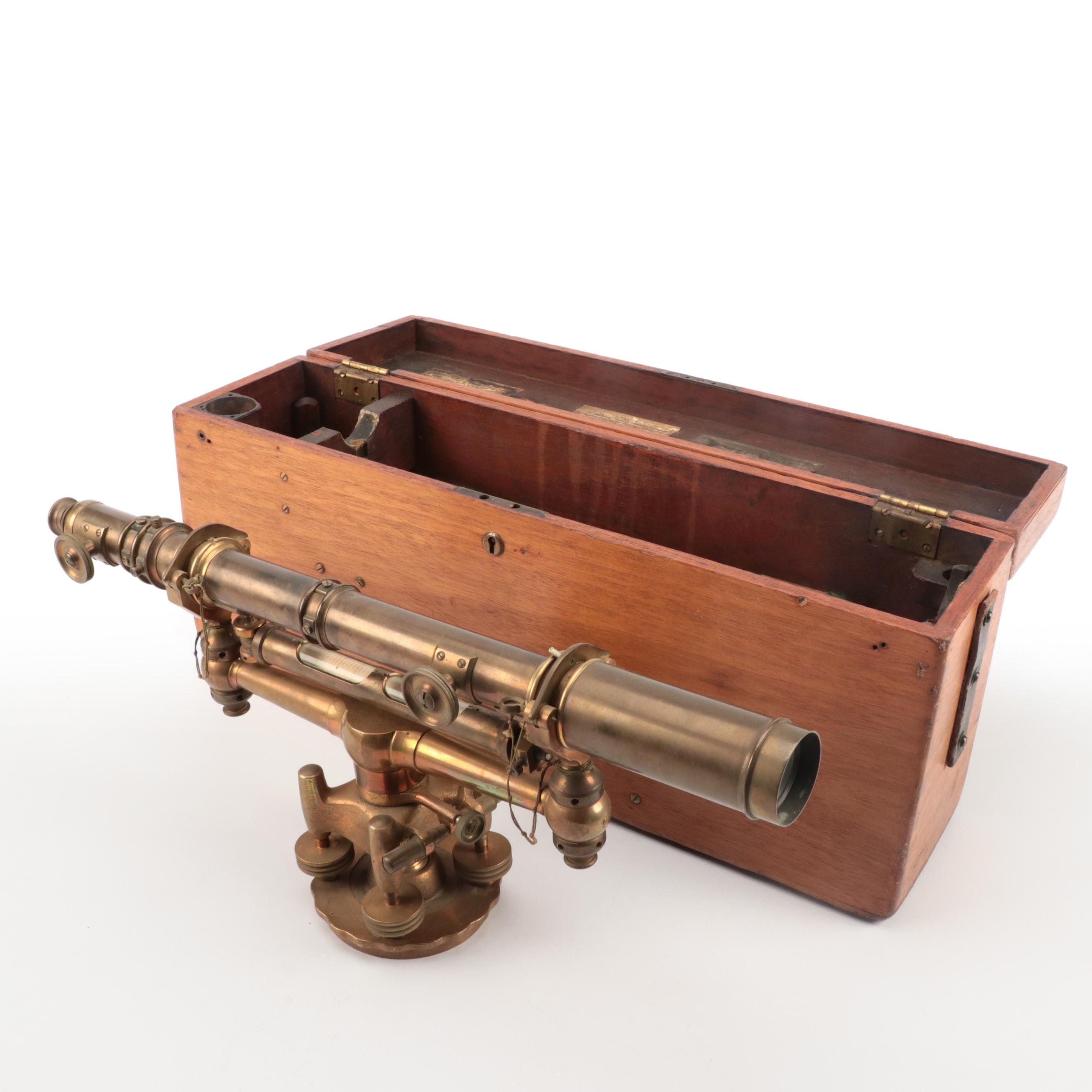 W. & L. E. Gurley Brass Survey Transit with Case, Early 20th Century