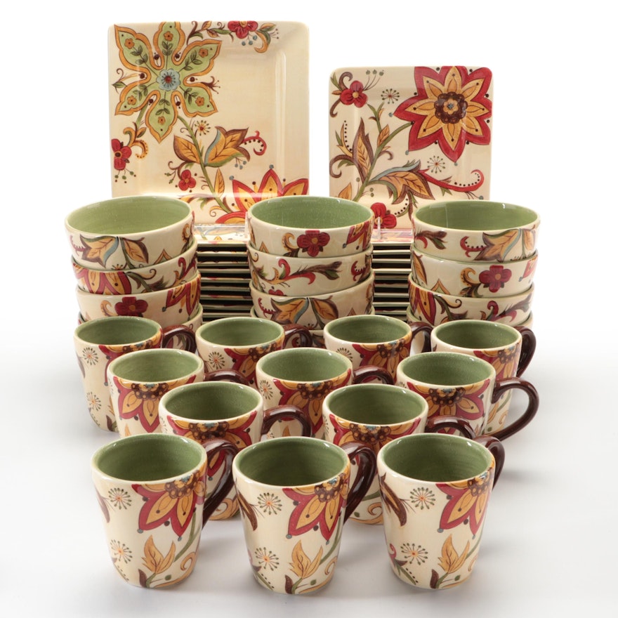 Pier 1 Imports "Carynthum" Hand-Painted Earthenware Dinnerware