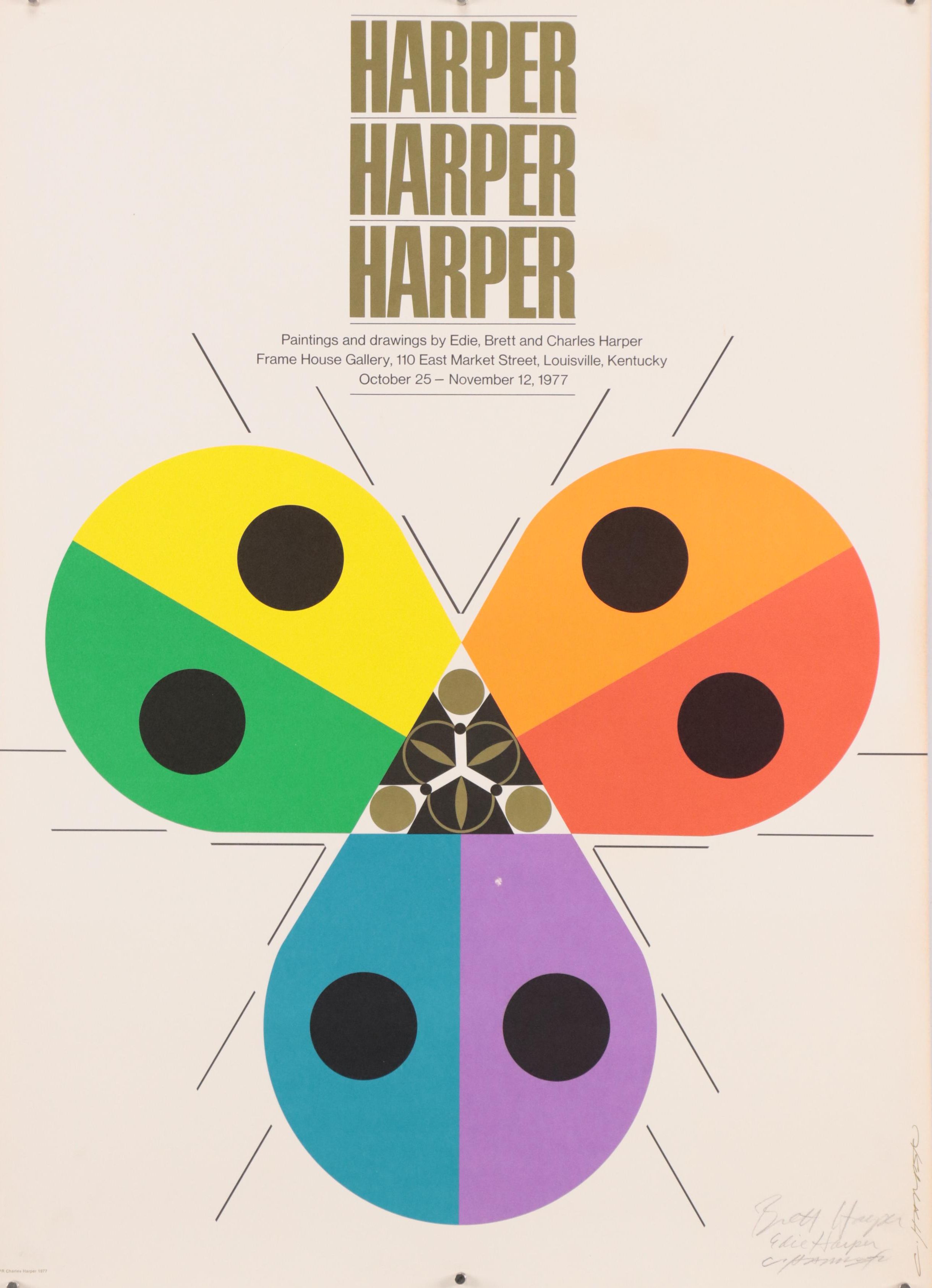 Charley Harper Lithograph Exhibition Poster "Harper, Harper, Harper," 1977