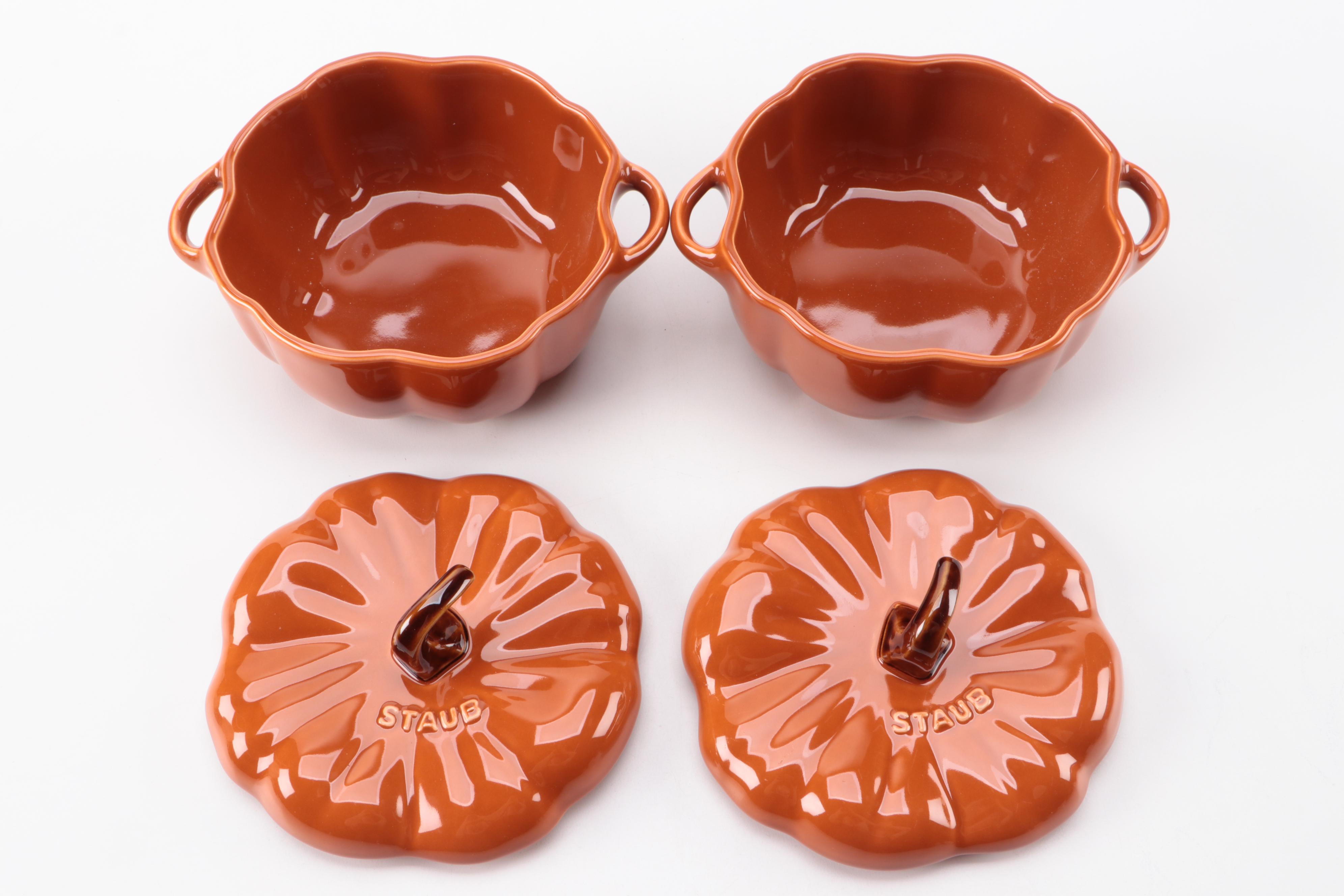 Staub Pumpkin Themed Cast Iron Cocette Dishes