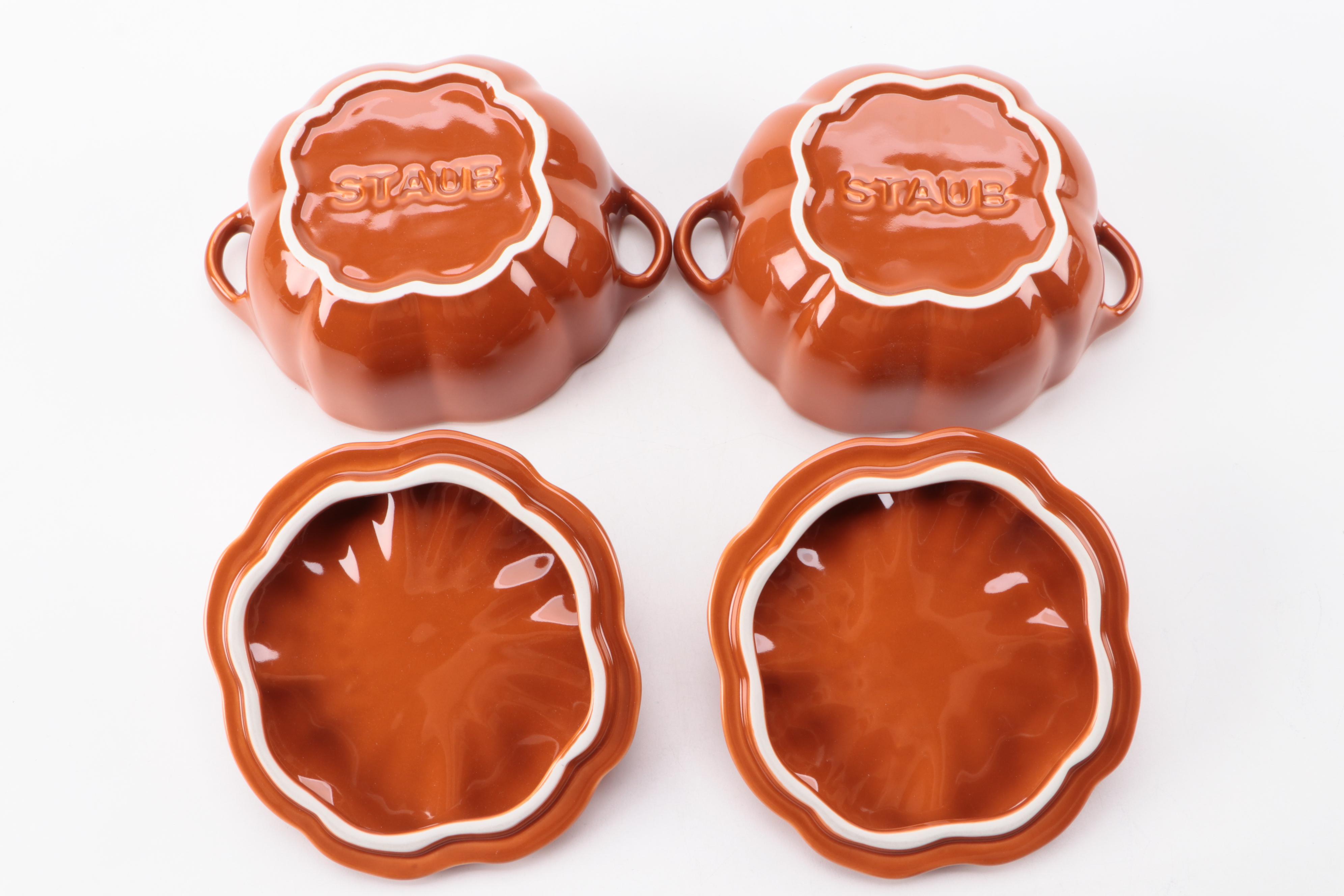 Staub Pumpkin Themed Cast Iron Cocette Dishes