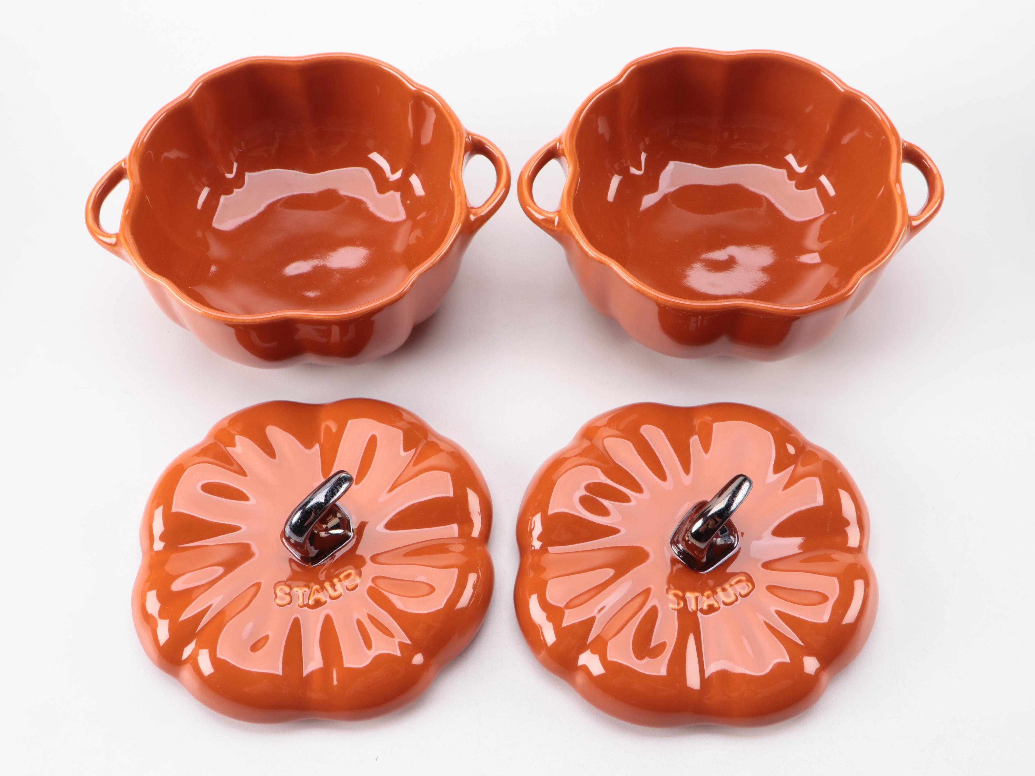 Staub Pumpkin Themed Cast Iron Cocette Dishes