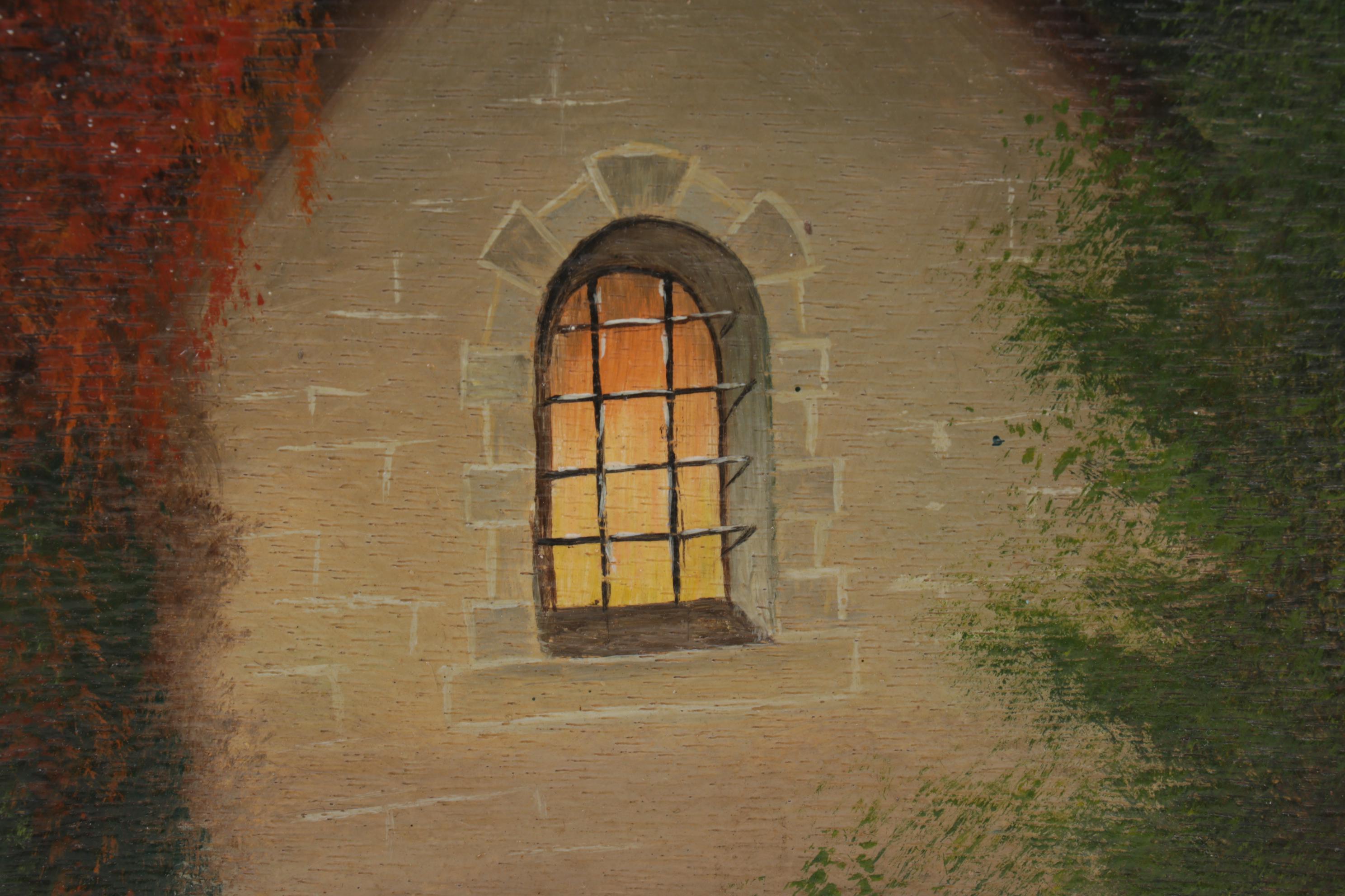 Hans Klesper Oil Painting of Small Bucolic Chapel, Circa 1970