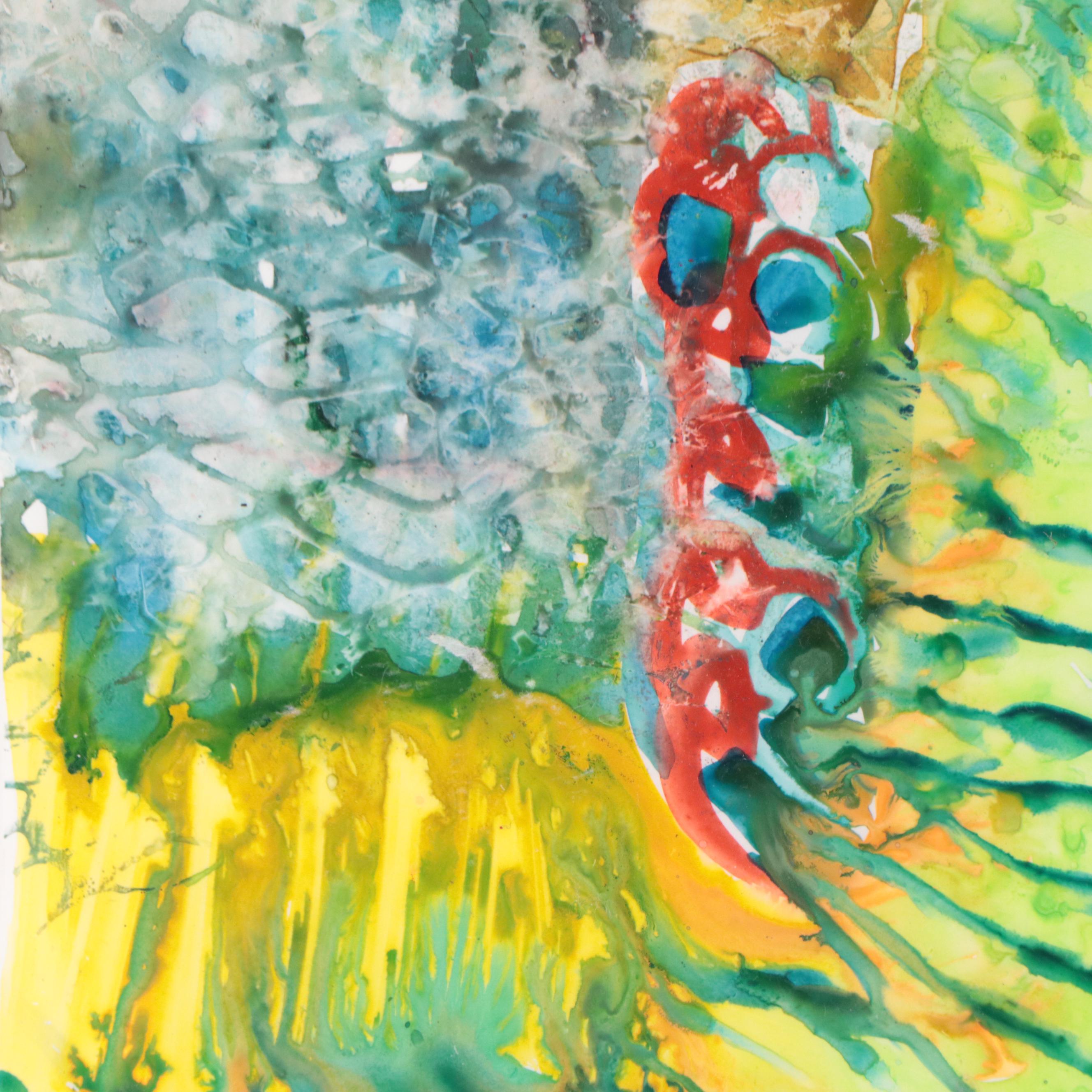 Phiris Sickels Collaborative Non-Objective Abstract Watercolor Painting