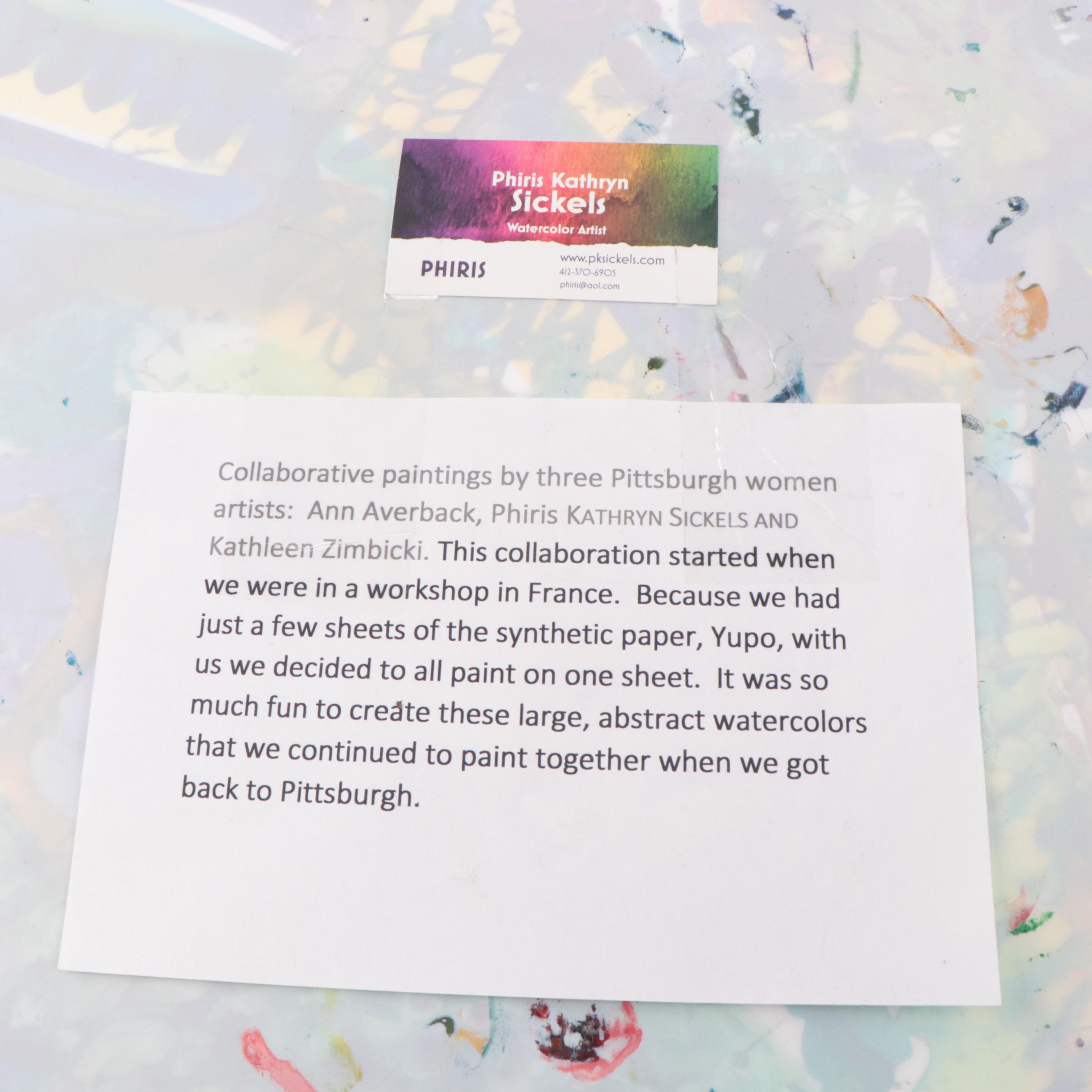 Phiris Sickels Collaborative Non-Objective Abstract Watercolor Painting