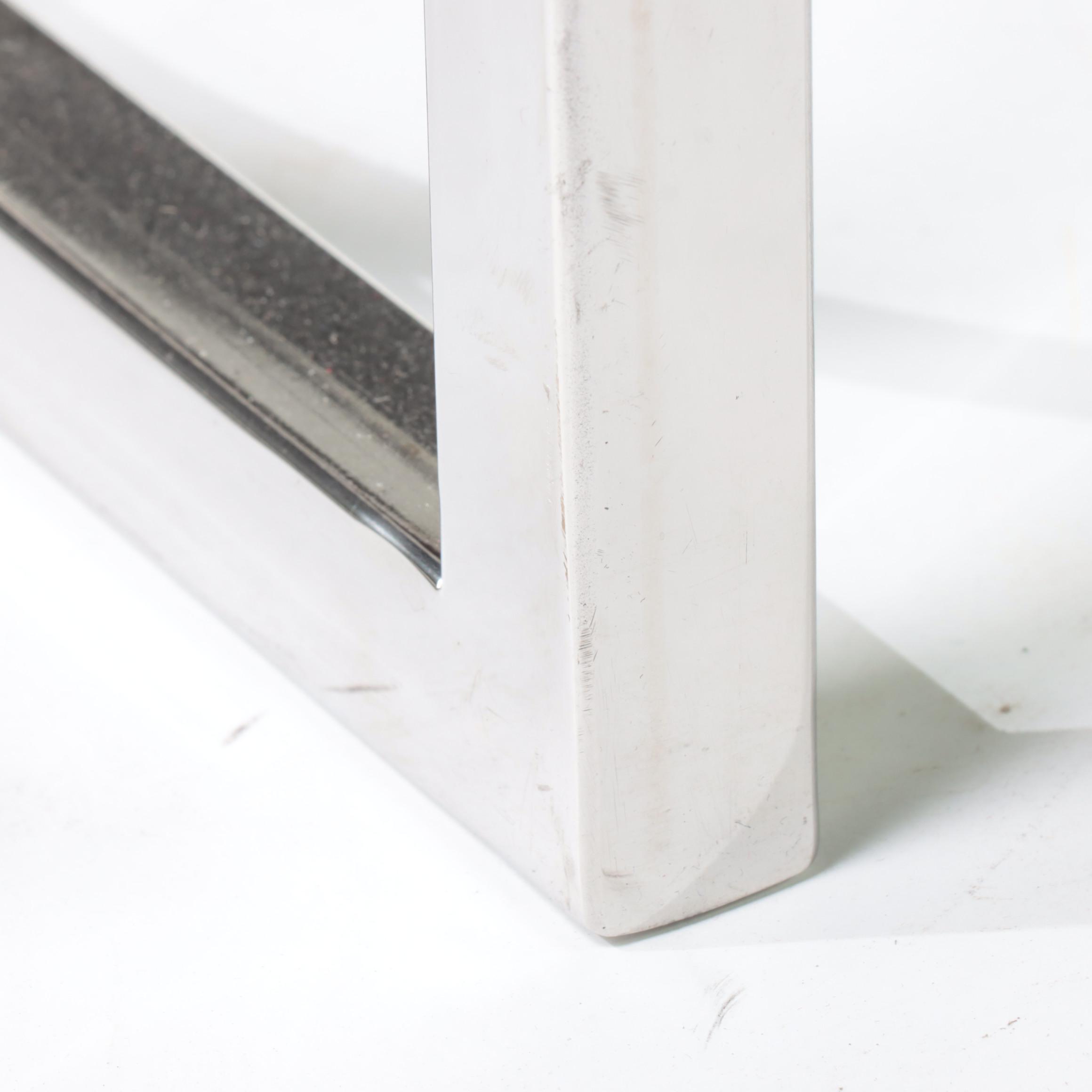 Modern Cowhide Upholstered and Chromed Metal Bench