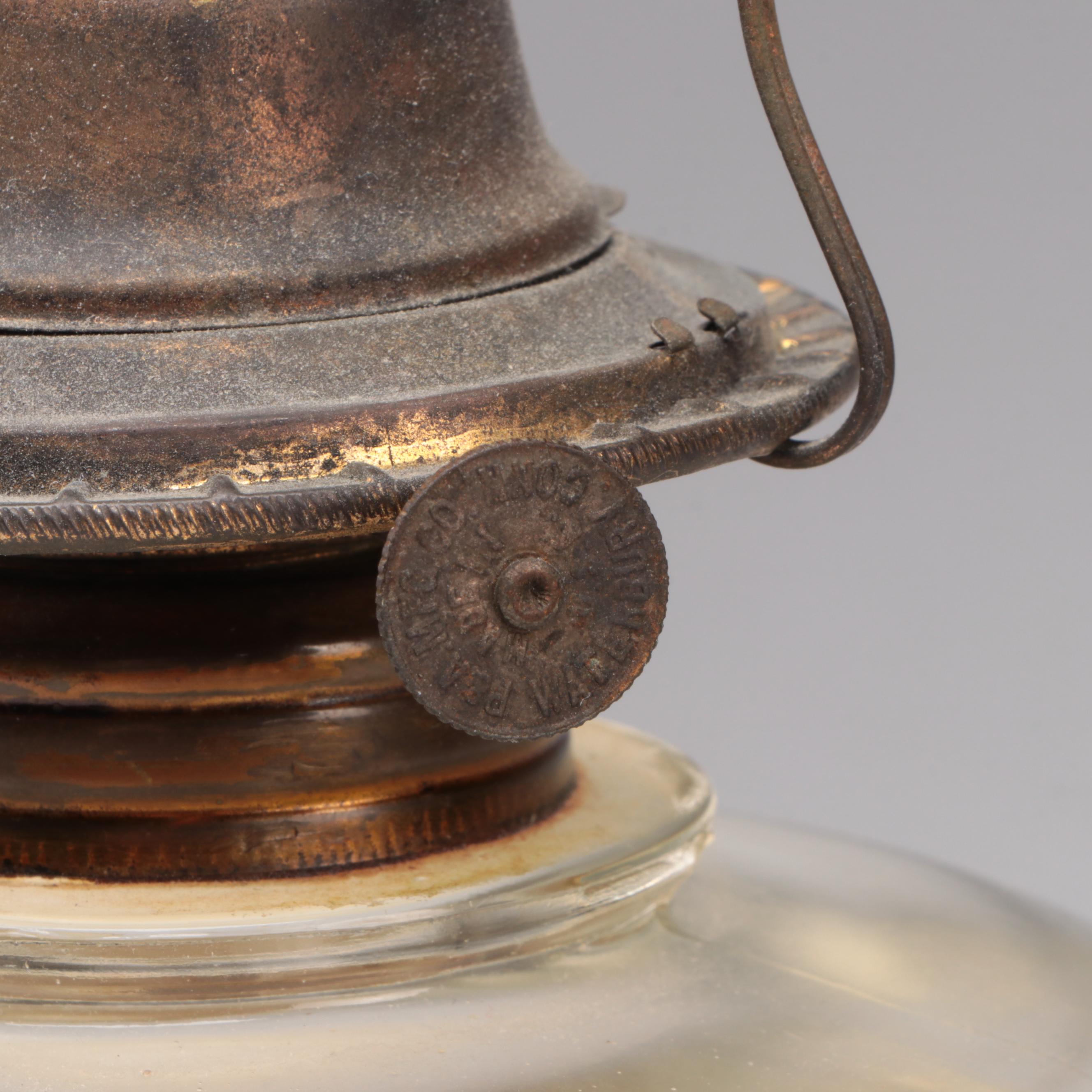 Plume & Atwood Pressed Glass Oil Lamp With Other Ceramic Oil Lamp