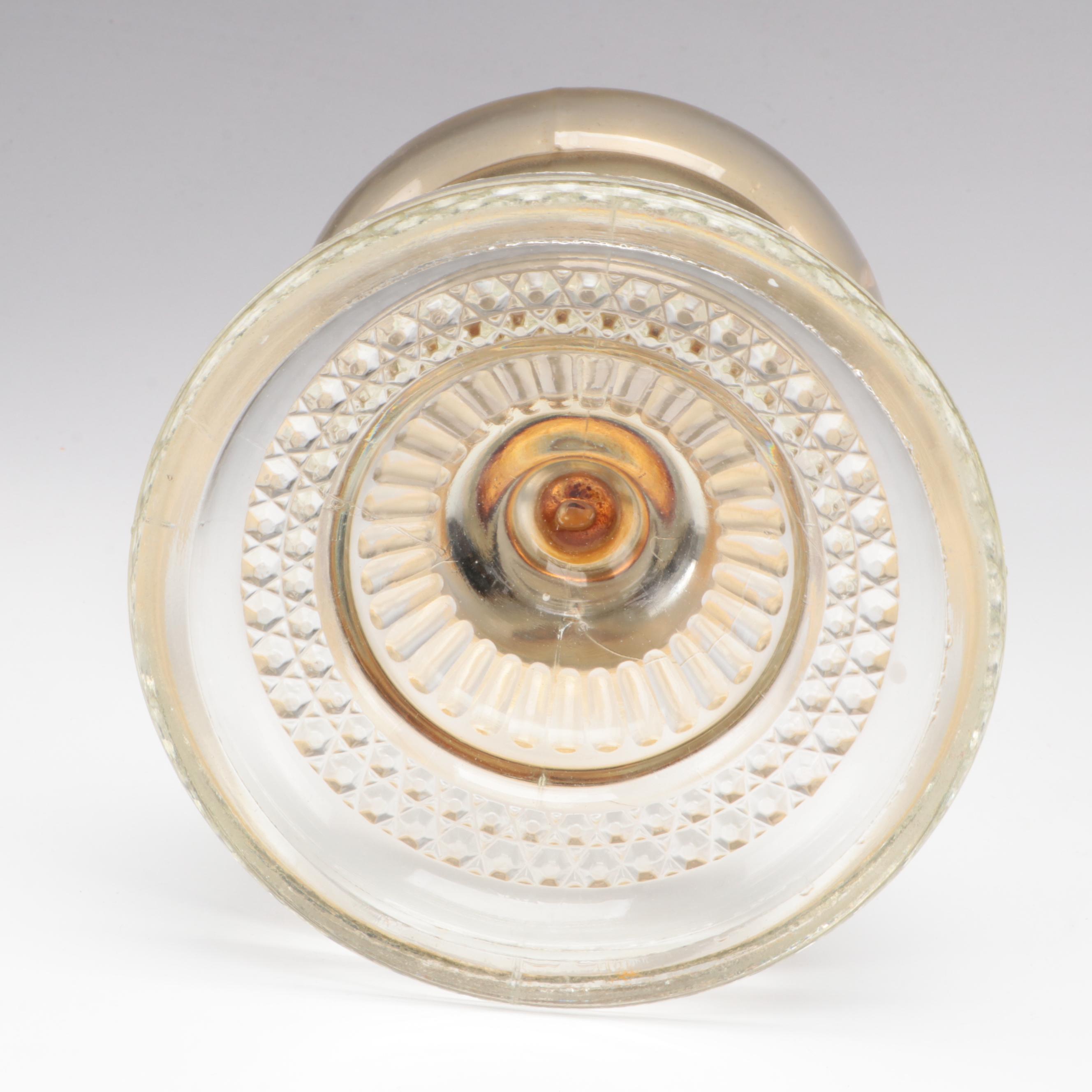 Plume & Atwood Pressed Glass Oil Lamp With Other Ceramic Oil Lamp