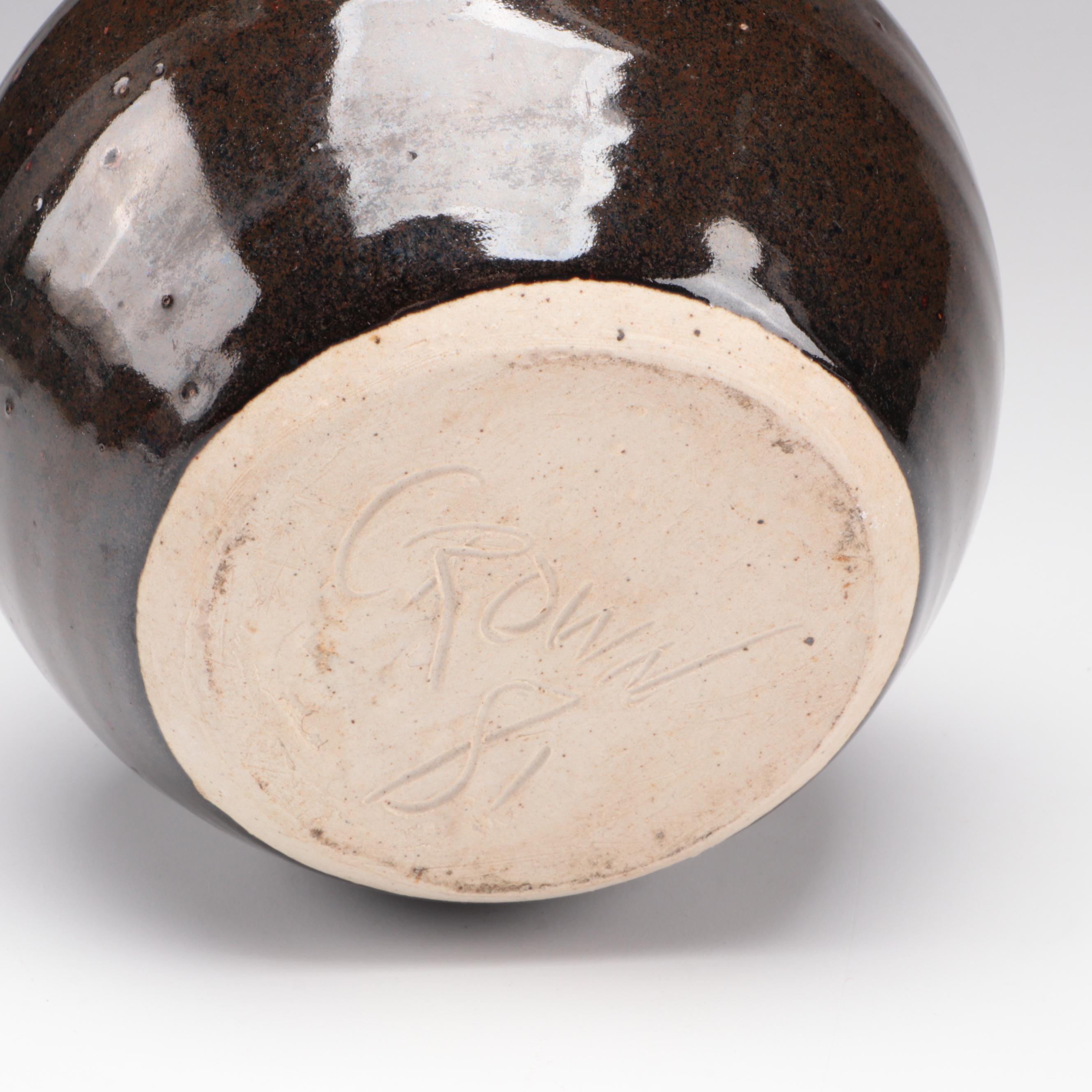 Plume & Atwood Pressed Glass Oil Lamp With Other Ceramic Oil Lamp