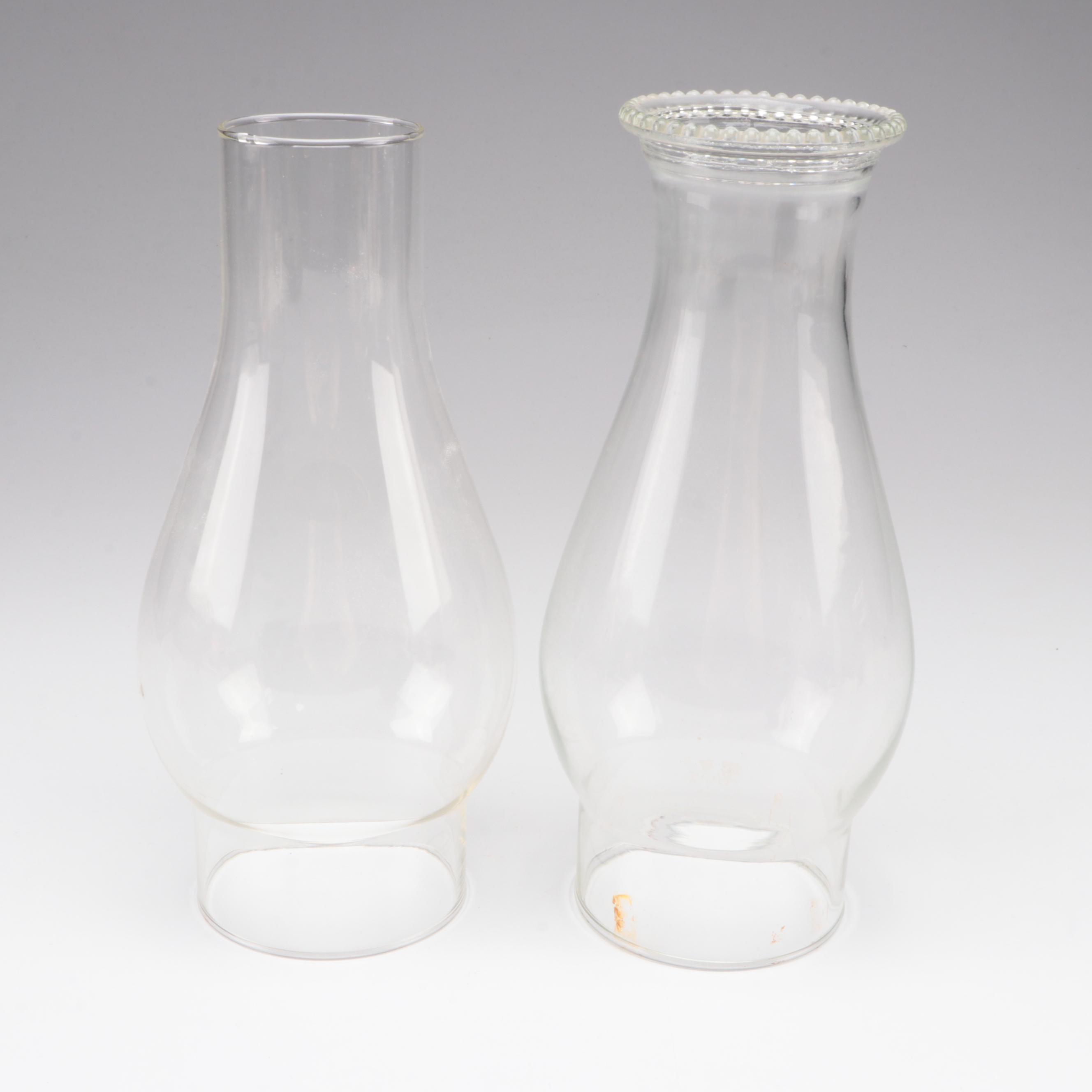 Plume & Atwood Pressed Glass Oil Lamp With Other Ceramic Oil Lamp