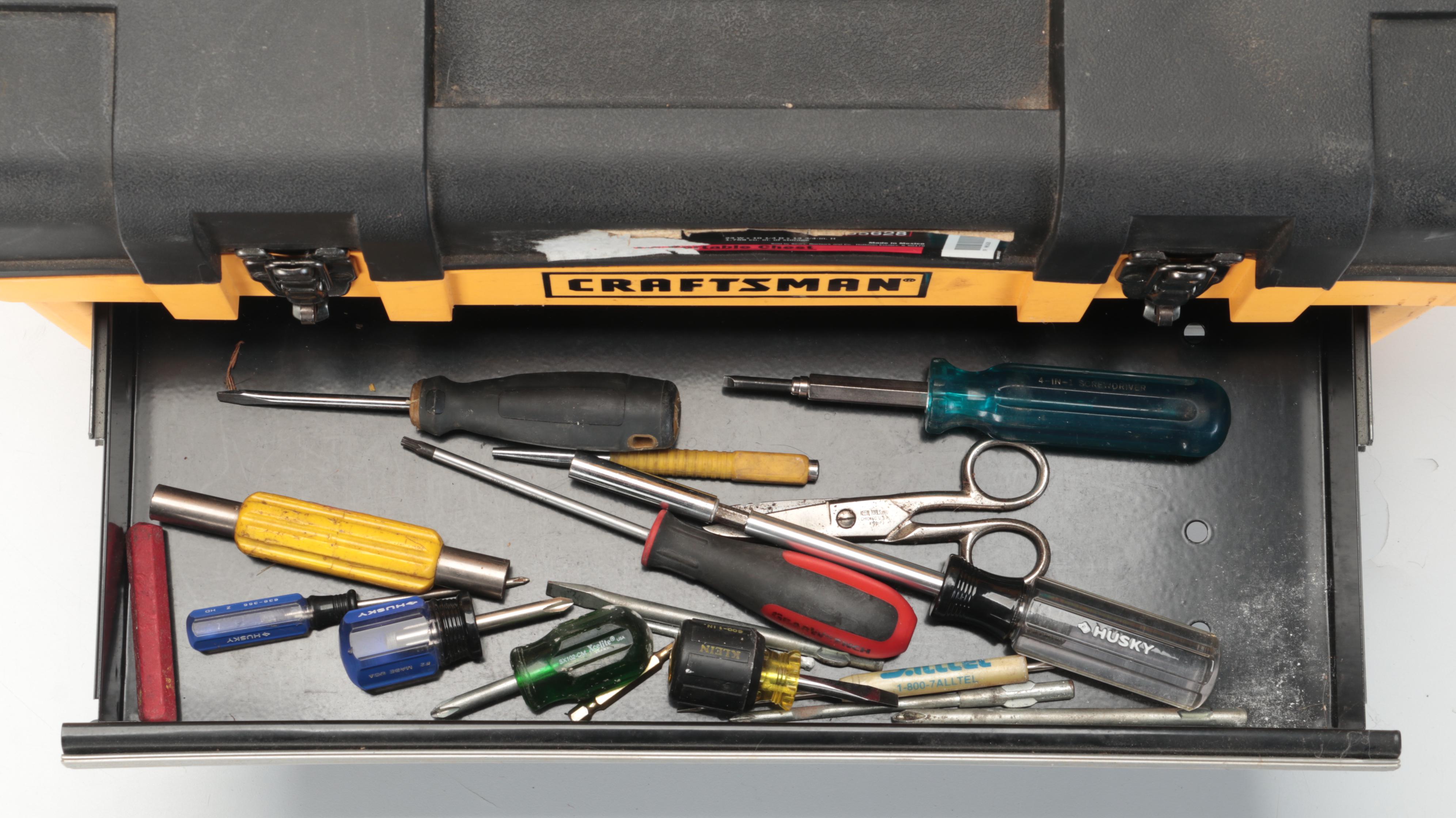 Craftsmen Plastic Portable Tool Cabinet with Screwdrivers, Pliers and More Tools