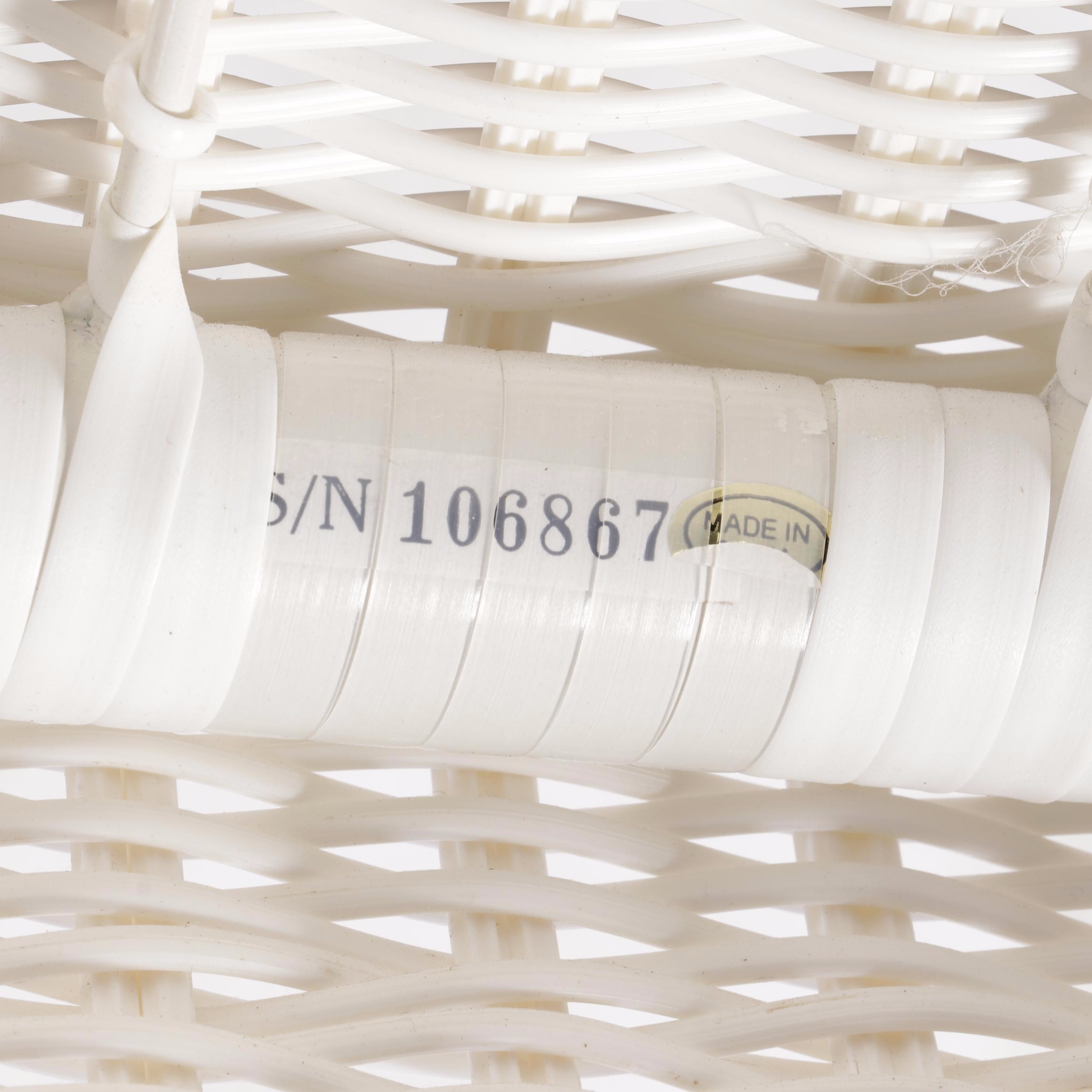 White Resin Wicker Side Table with Stool