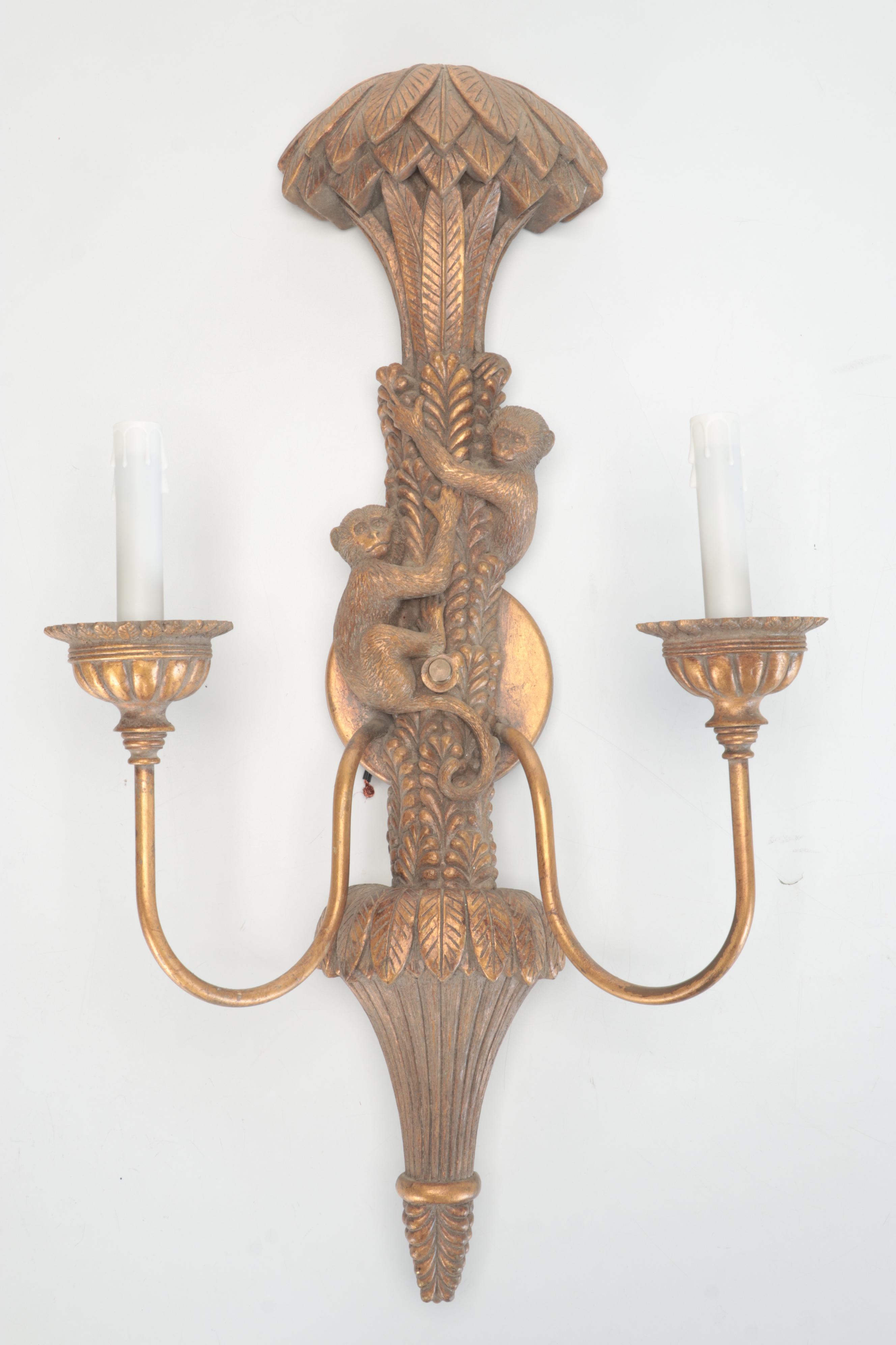 Gilt Metal Monkey Wall Sconces with Other Brass Wall Sconce