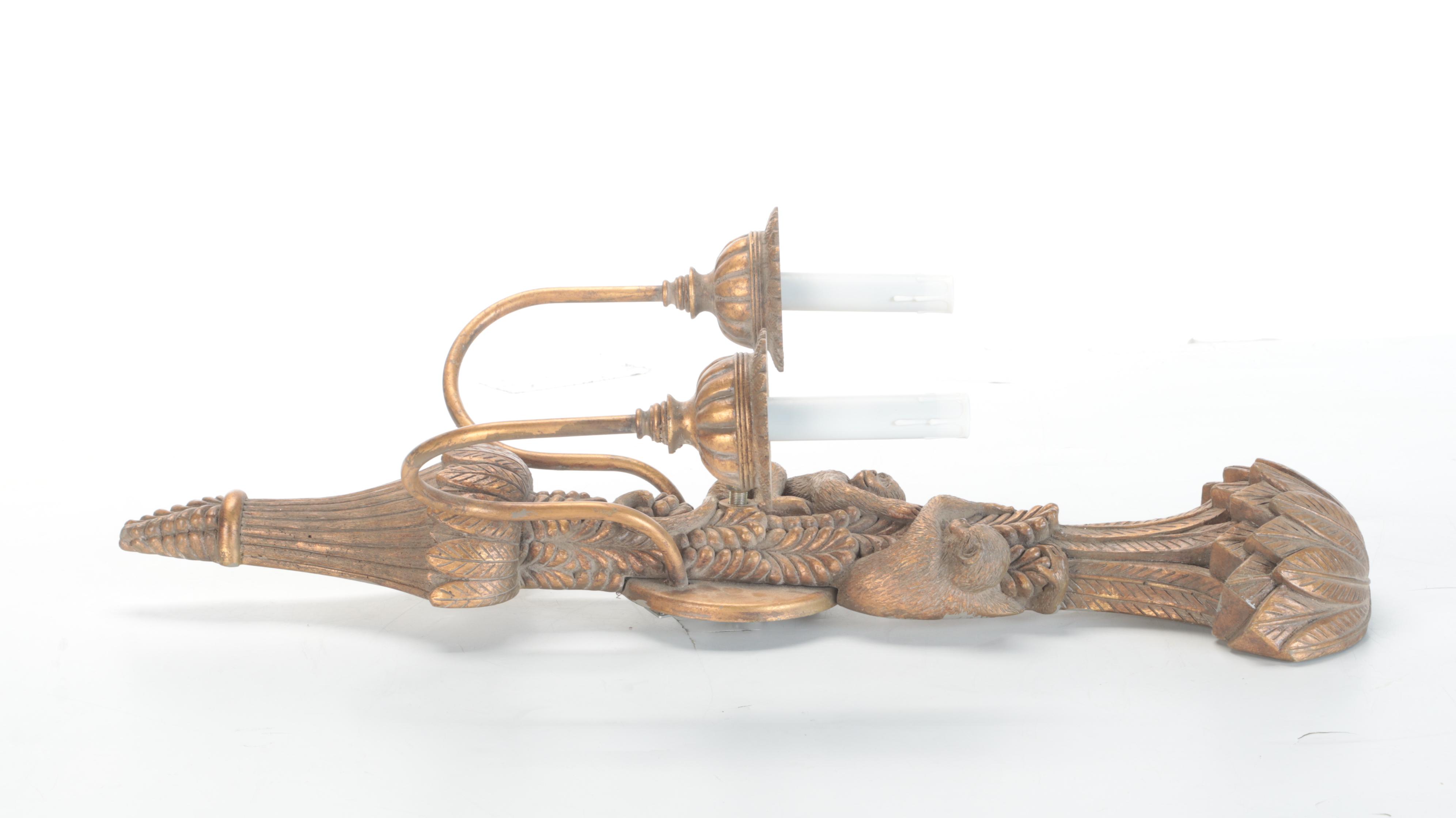 Gilt Metal Monkey Wall Sconces with Other Brass Wall Sconce