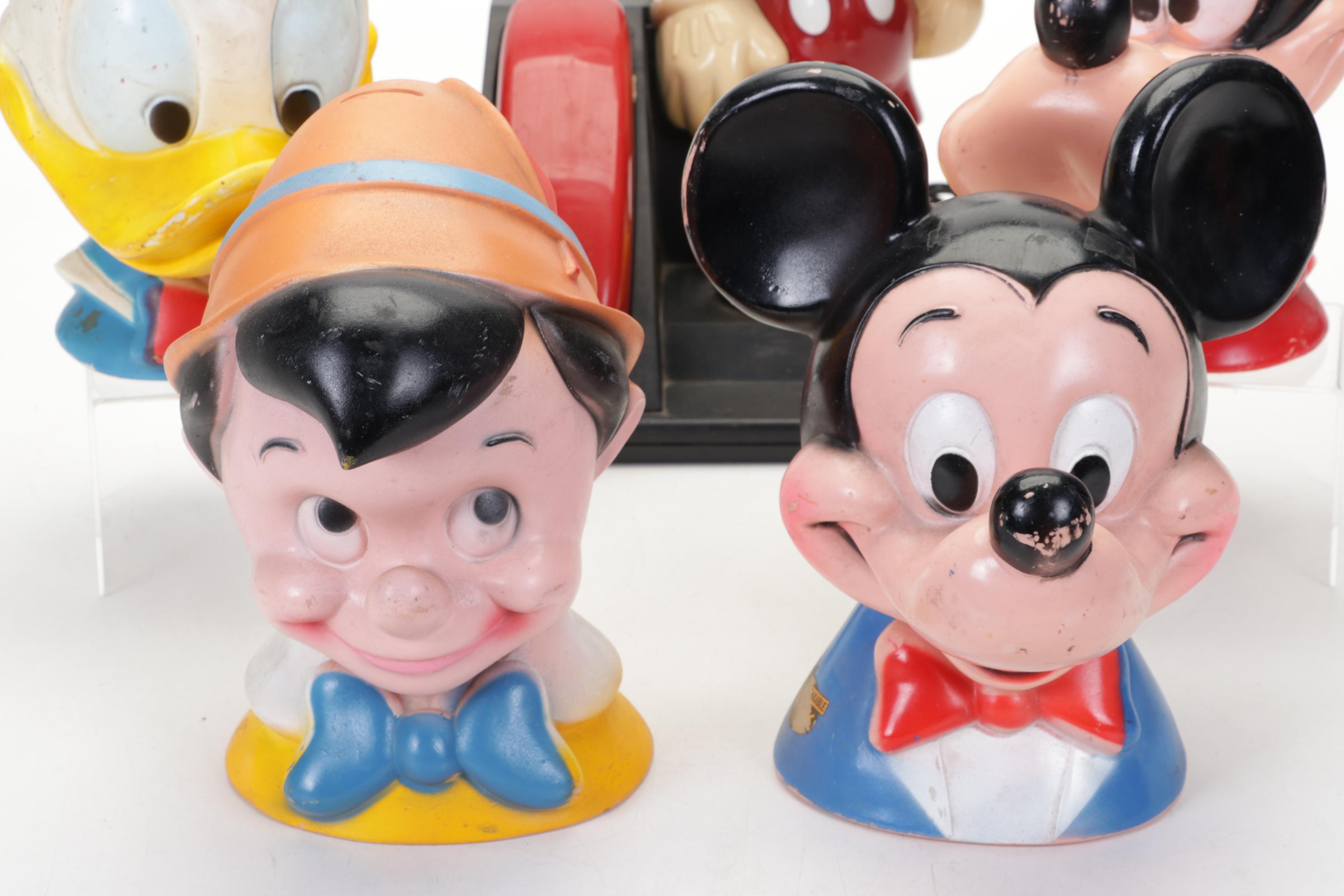 Mickey Mouse Telephone, Donald Duck, Pluto, Pinocchio and Other Coin Banks