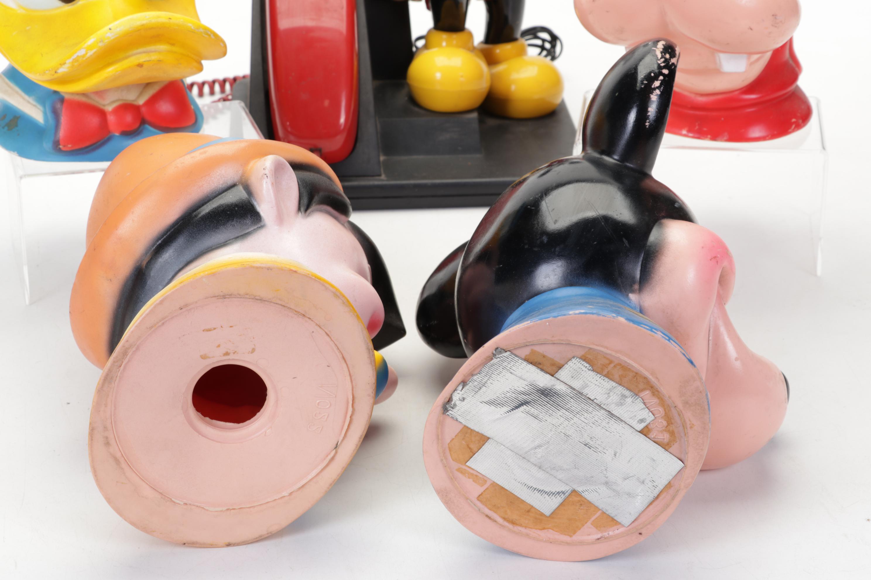 Mickey Mouse Telephone, Donald Duck, Pluto, Pinocchio and Other Coin Banks