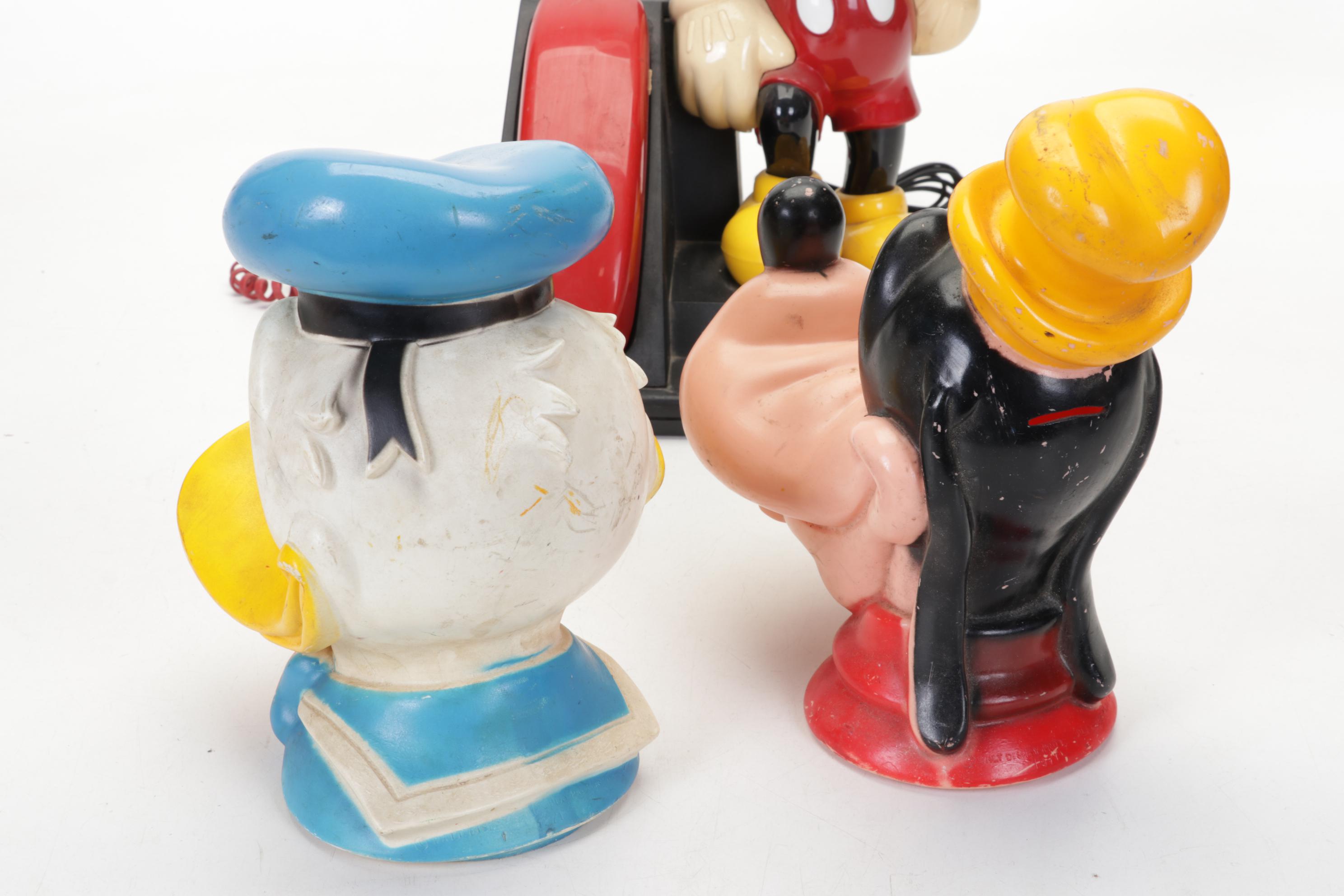Mickey Mouse Telephone, Donald Duck, Pluto, Pinocchio and Other Coin Banks