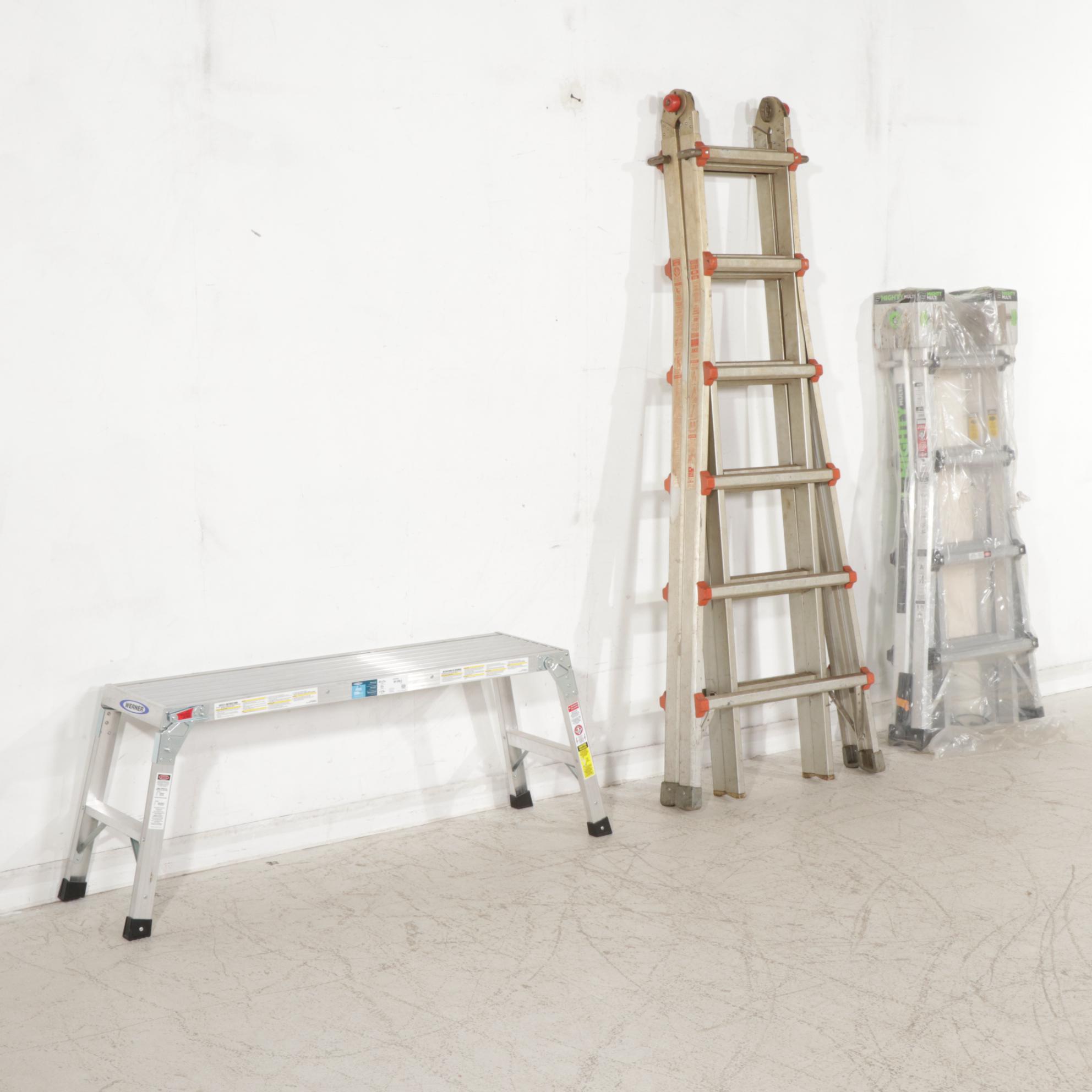 Werner Platform Ladder, Little Giant Step Ladder, and Mighty Multi Ladder