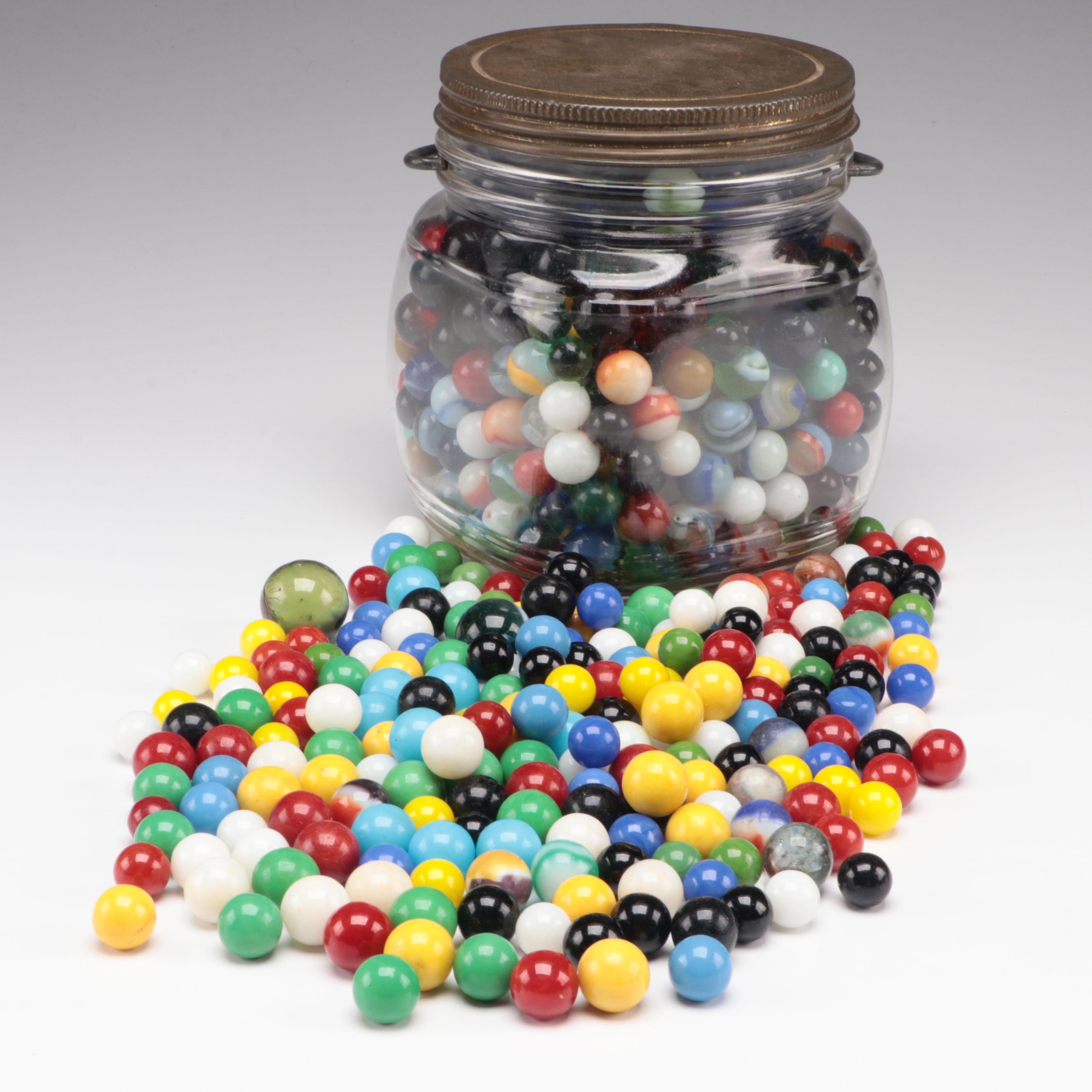 Cadmium and Uranium Glass Marbles With Swirlies and More