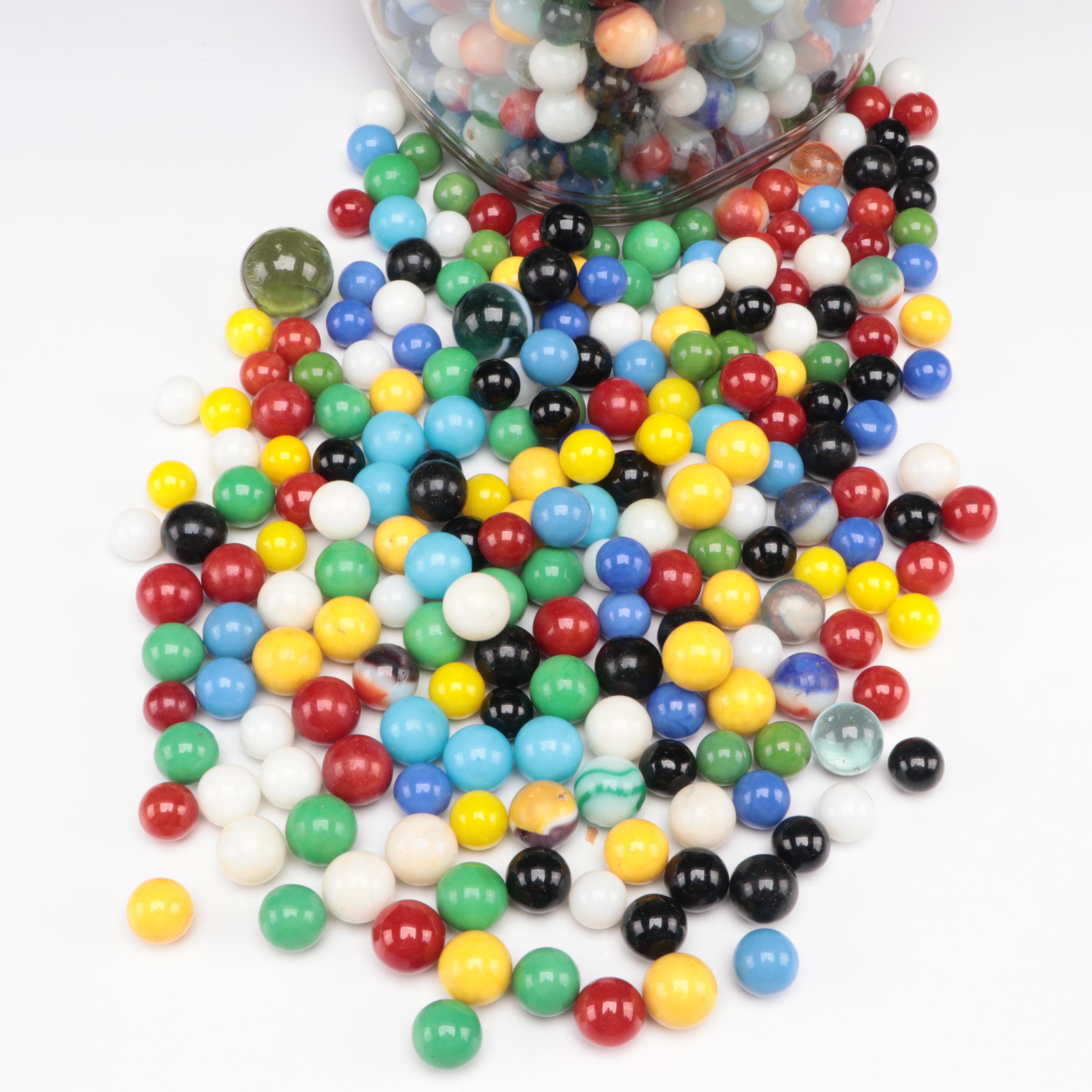 Cadmium and Uranium Glass Marbles With Swirlies and More